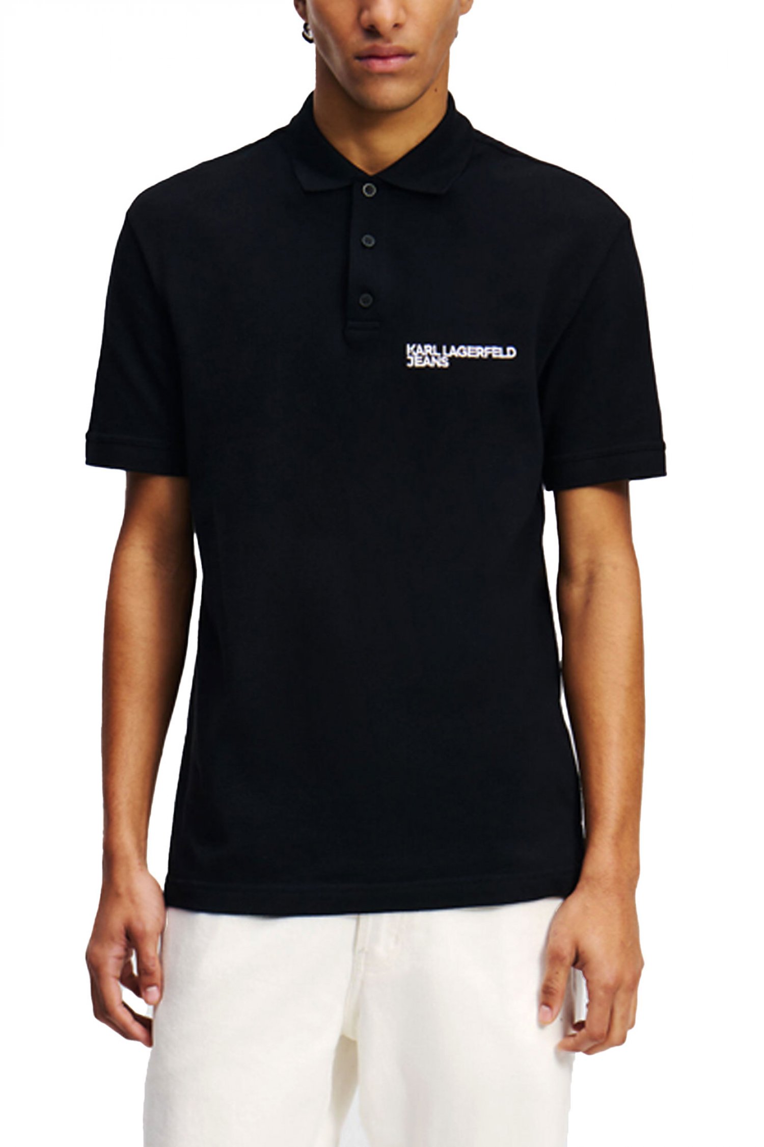 KARL LAGERFELD JEANS POLO REGULAR FIT KLJ PIQUE ΜΑΥΡΟ