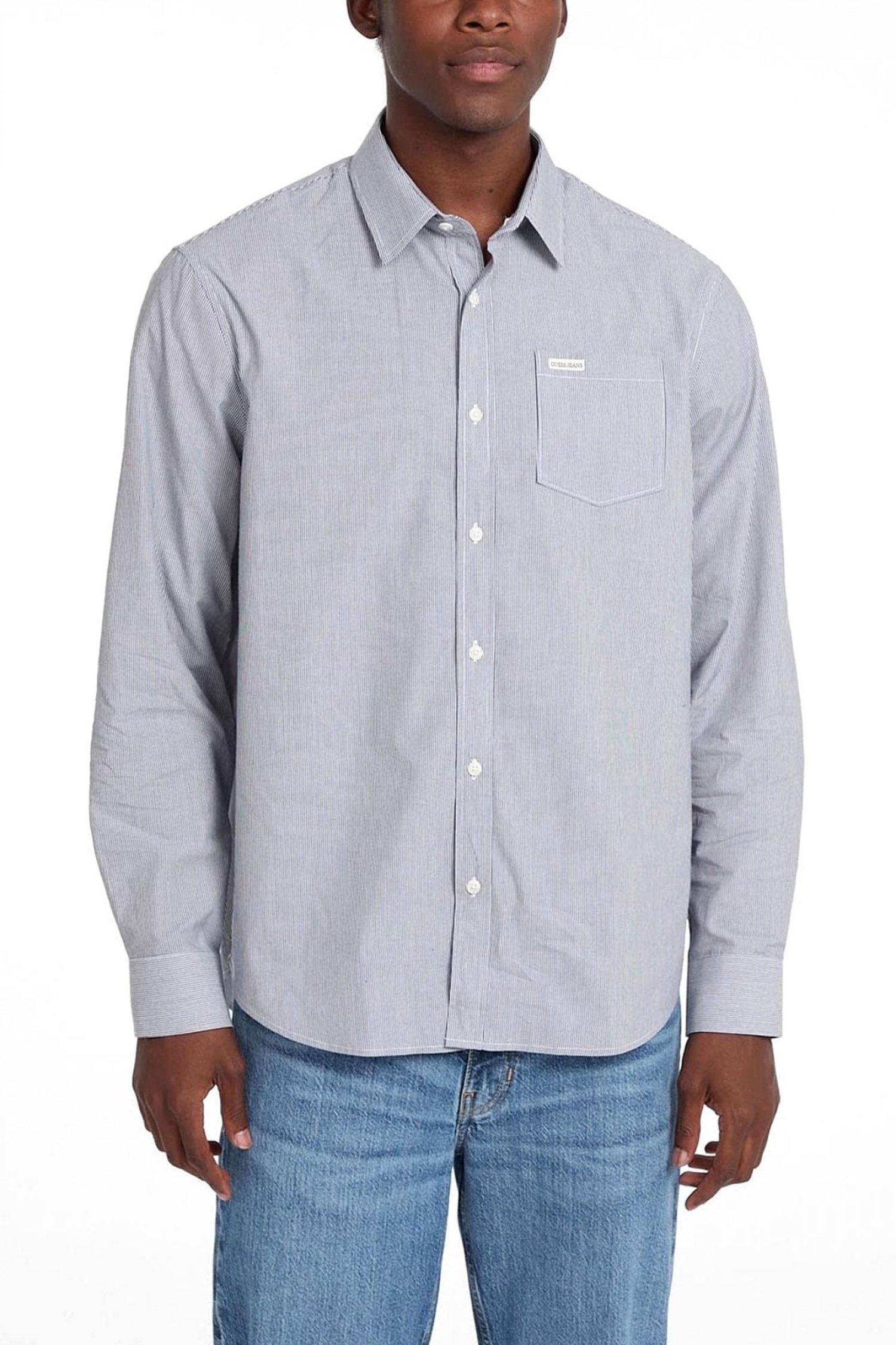 GUESS JEANS GUESS JEANS ΠΟΥΚΑΜΙΣΟ ΡΙΓΕ LS CLASSIC FIT POCKET ΜΠΛΕ