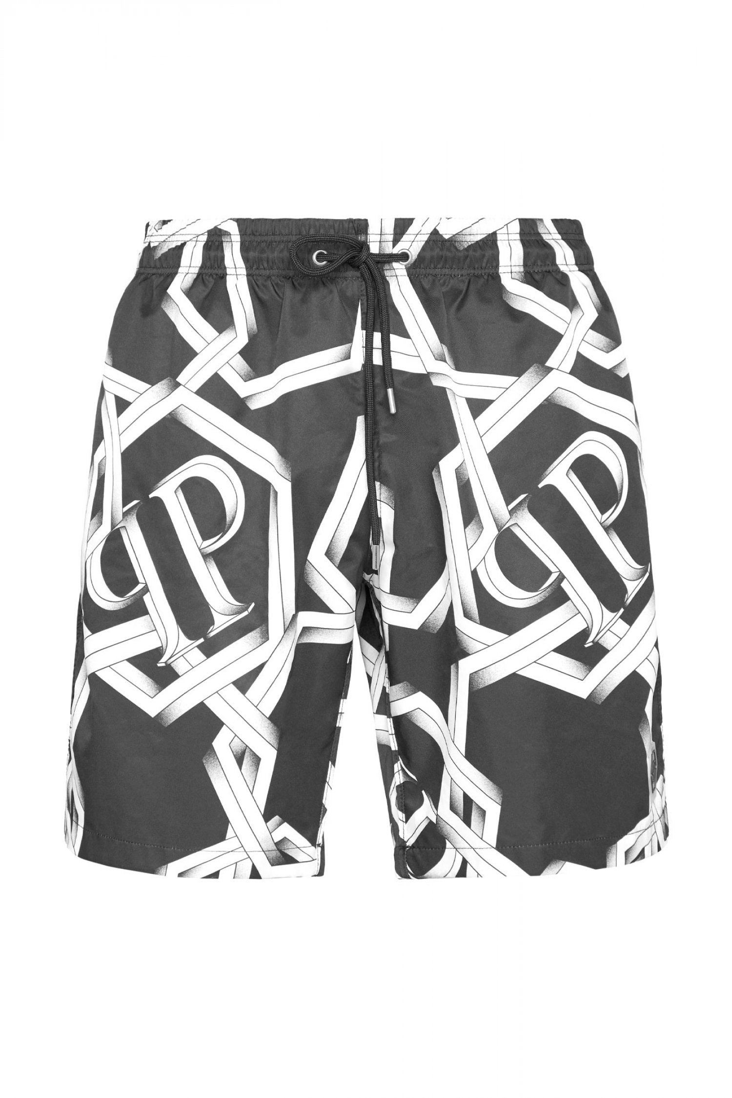 PHILIPP PLEIN ΜΑΓΙΩ BOXER ΜΑΚΡΥ ΤΣΕΠΕΣ ALL OVER PRINT ΜΑΥΡΟ-ΛΕΥΚΟ