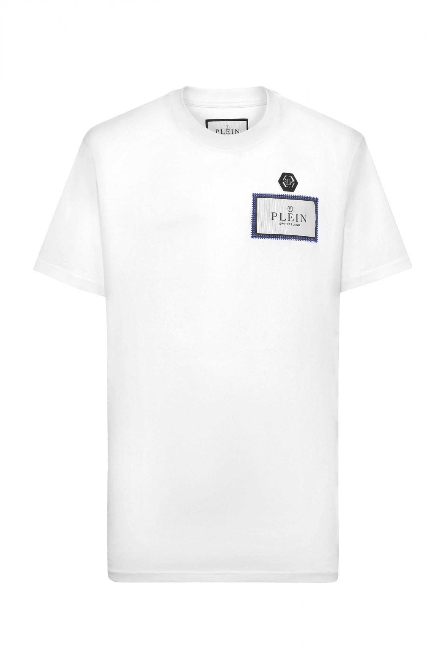 PHILIPP PLEIN T-SHIRT ROUND NECK SS LOGO ΛΕΥΚΟ