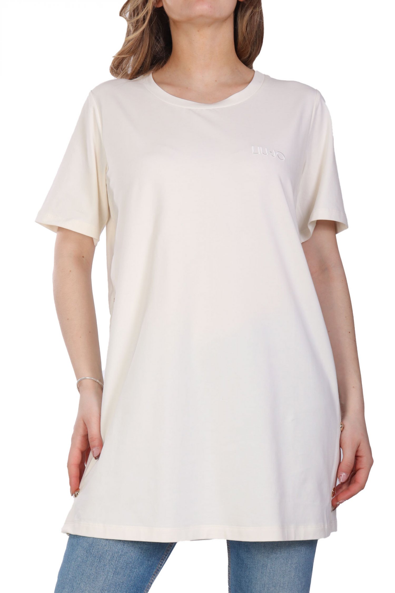 LIU JO BETTER T-SHIRT M MAXI ΚΟΥΜΠΙΑ ΠΛΑΙ ΕΚΡΟΥ