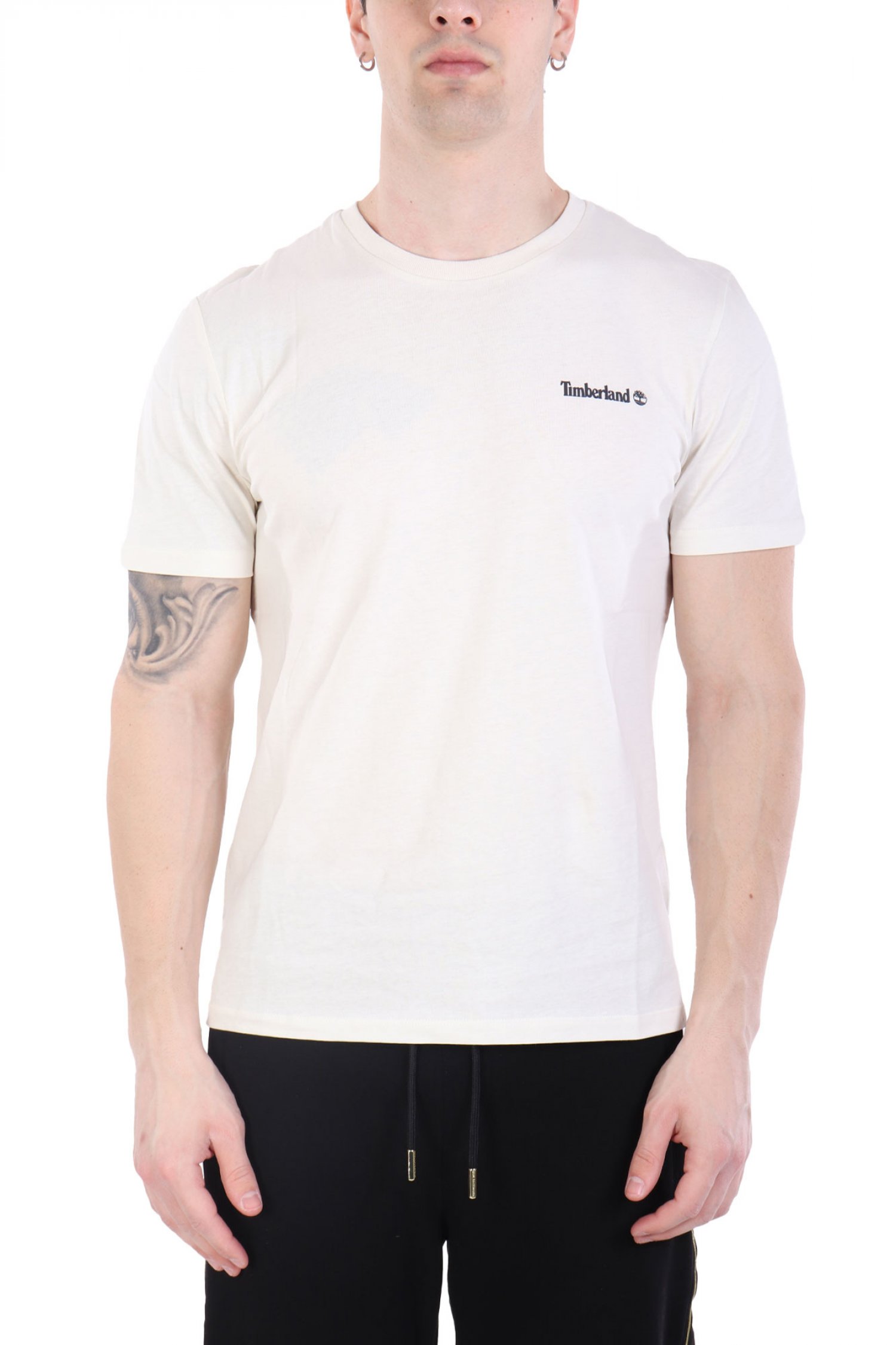 TIMBERLAND T-SHIRT CREW NECK SMALL LINEAR REGULAR FIT ΕΚΡΟΥ