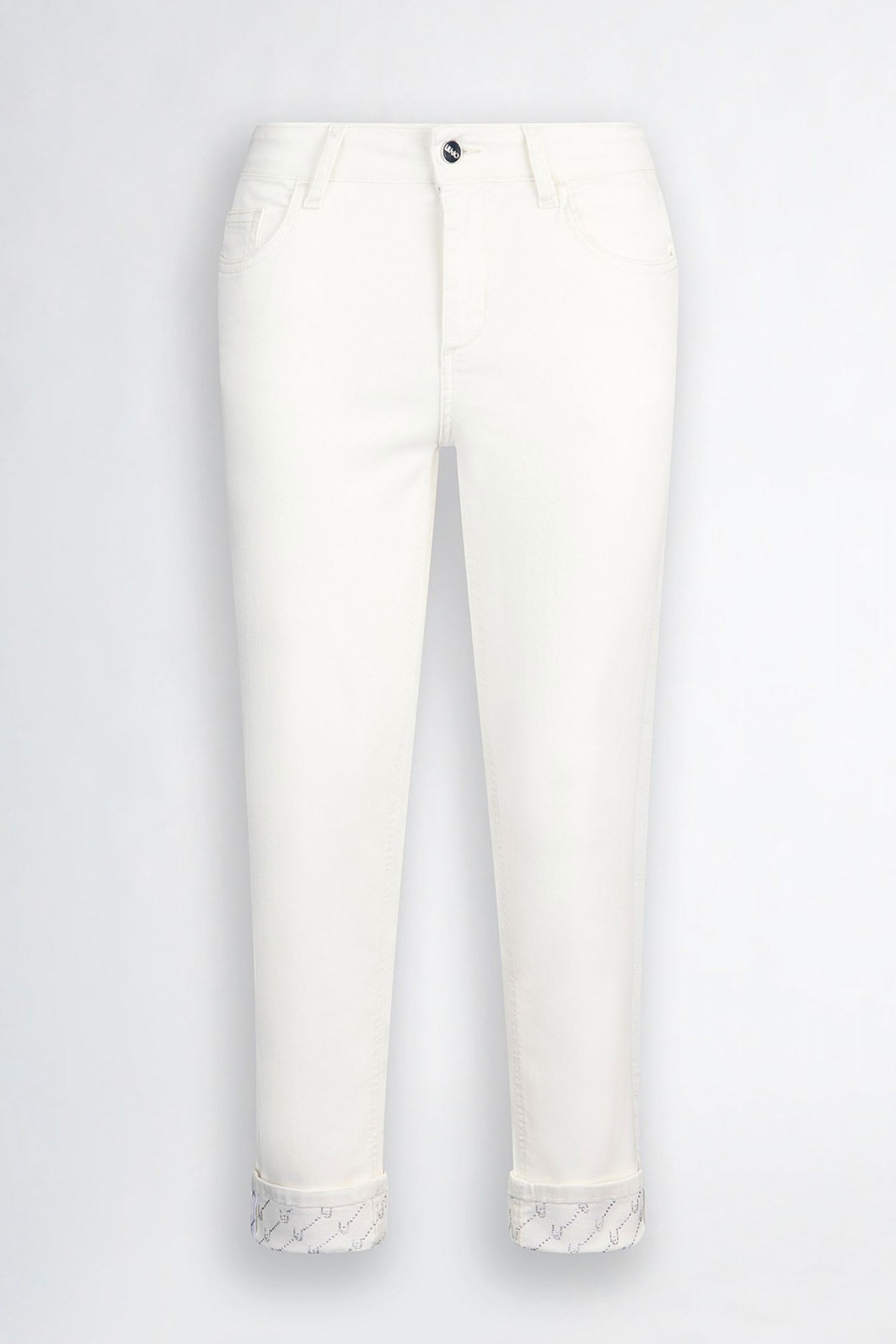 LIU-JO ΠΑΝΤΕΛΟΝΙ JEANS SKINNY MONROE ΡΕΒΕΡ ΣΤΡΑΣ LOGO ΛΕΥΚΟ