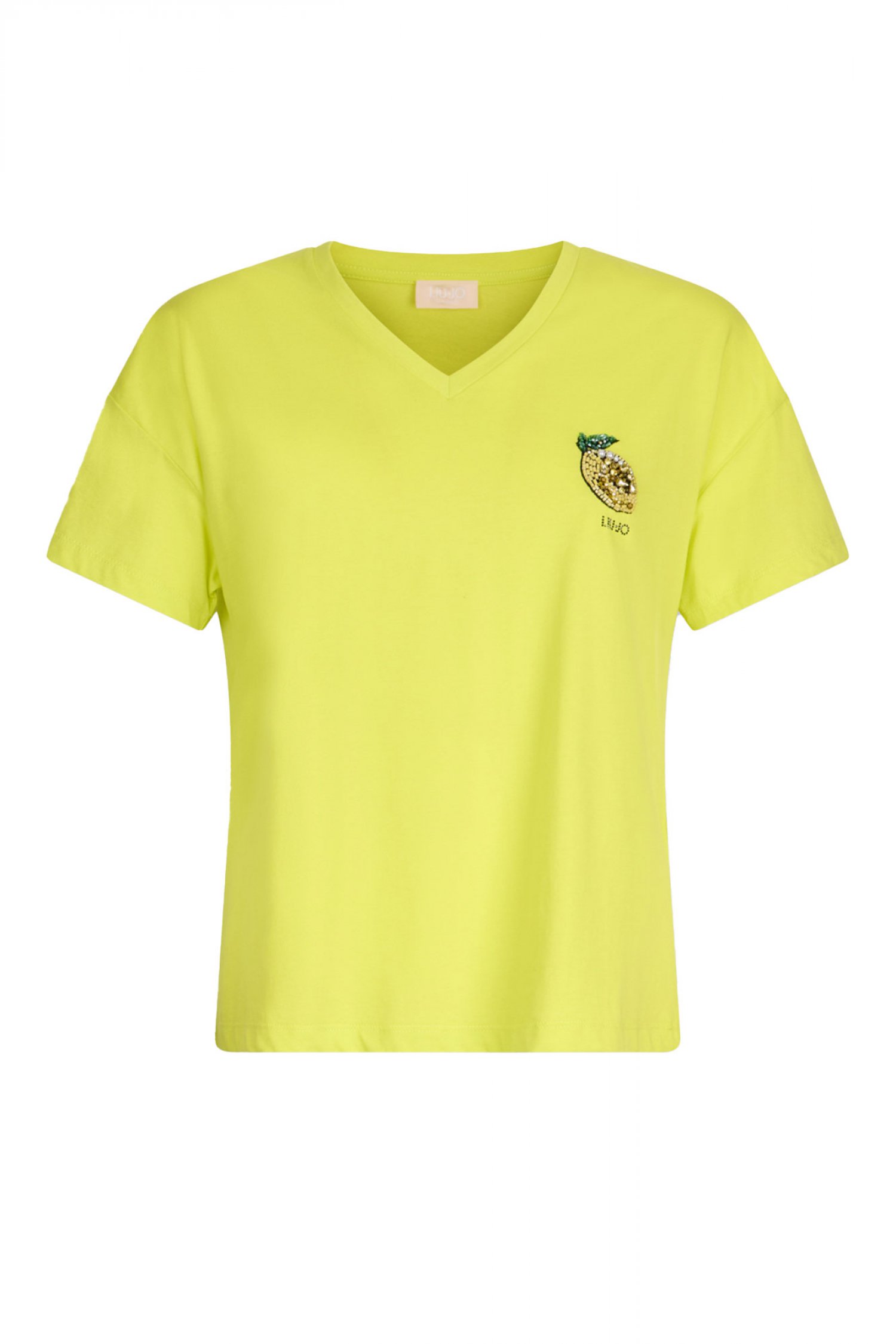 LIU JO BETTER T-SHIRT MODA M/C V-NECK LOGO ΛΑΙΜ