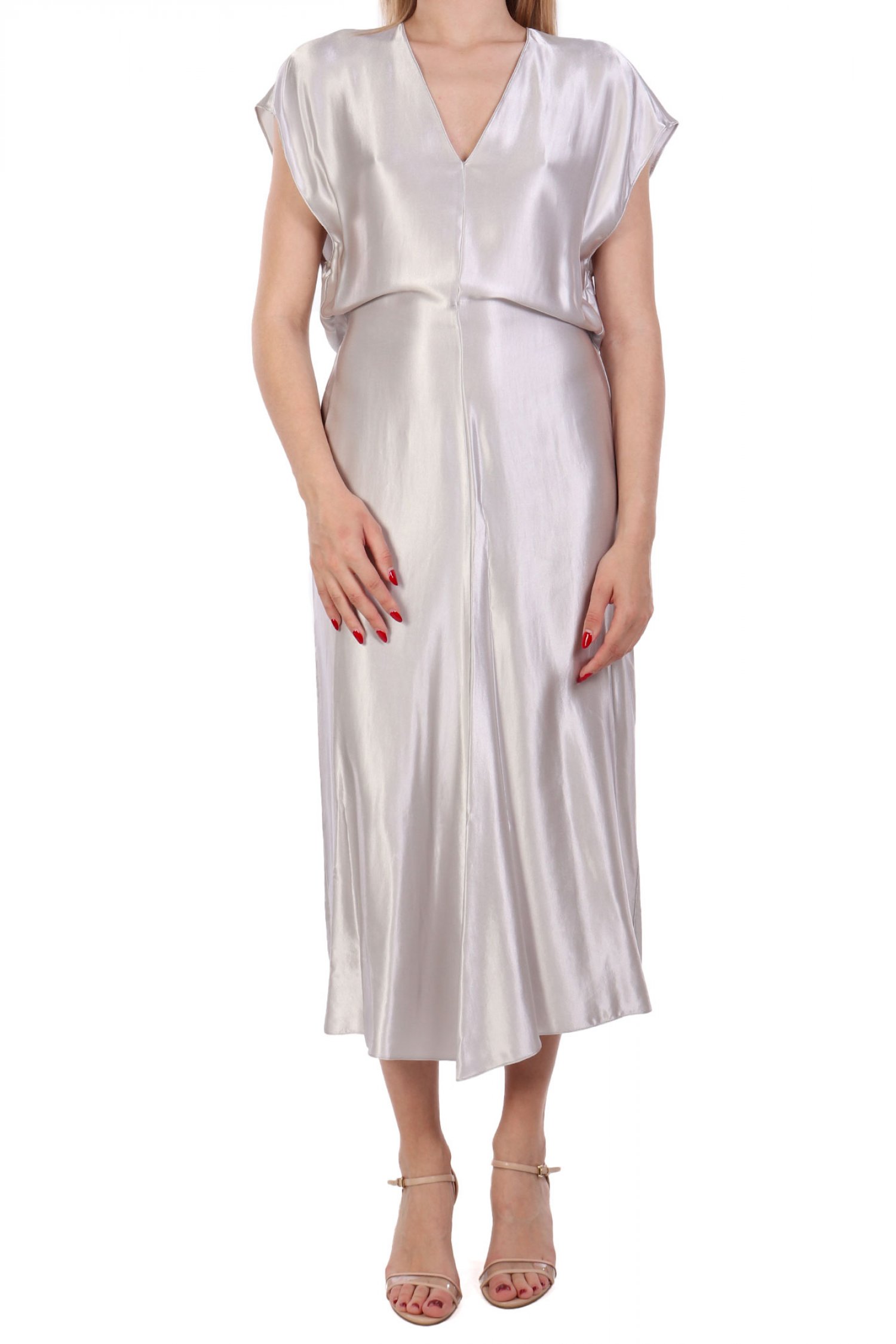 PATRIZIA PEPE ΦΟΡΕΜΑ MAXI ABITO V-NECK ΑΣΗΜΙ