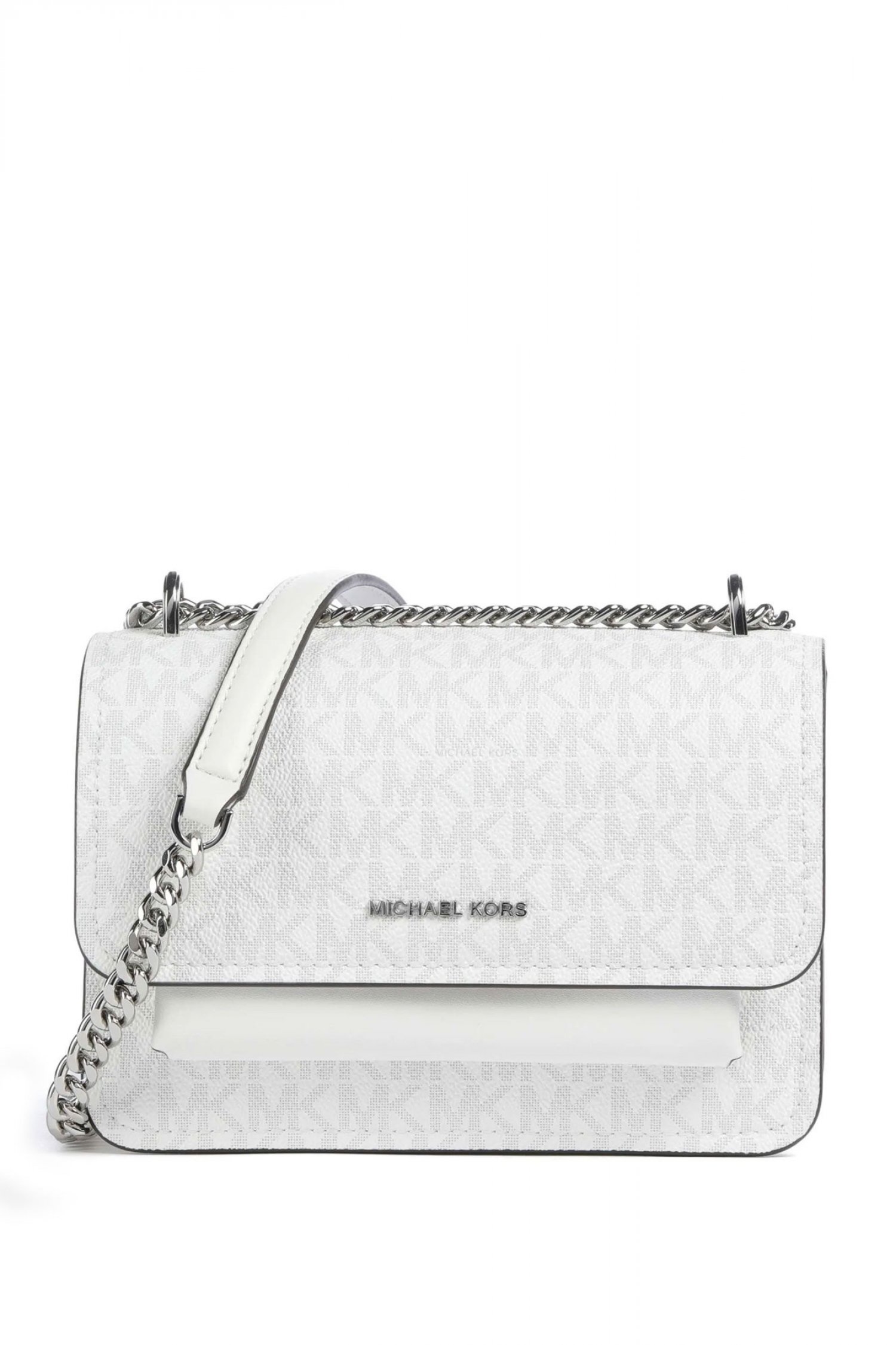 MICHAEL KORS ΤΣΑΝΤΑ CROSSBODY/ΩΜΟΥ CLAIRE AΛΥΣΙΔΑ ALL OVER LOGO ΛΕΥΚΟ
