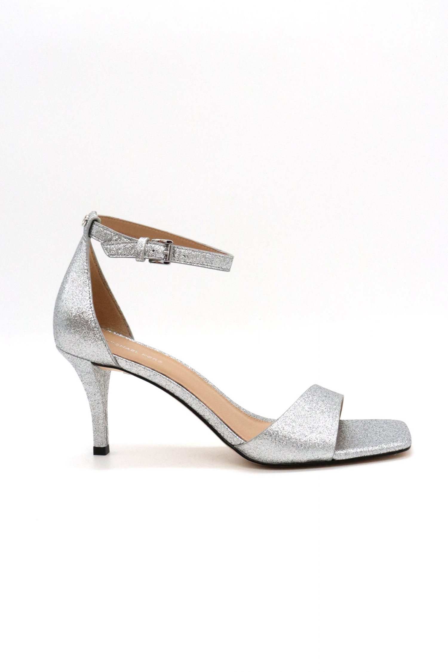 MICHAEL KORS ΠΑΠΟΥΤΣΙΑ ΠΕΔΙΛΑ JAIDA HEELED SANDAL GLITTER LOGO ΑΣΗΜΙ