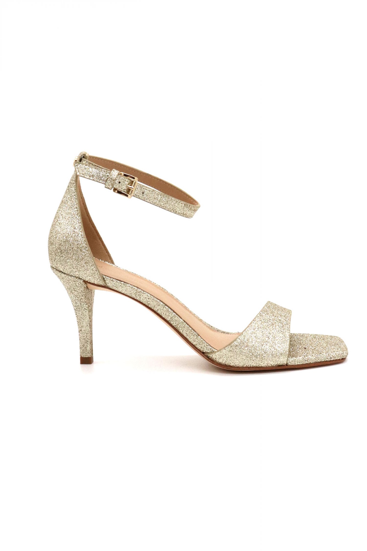 MICHAEL KORS ΠΑΠΟΥΤΣΙΑ ΠΕΔΙΛΑ JAIDA HEELED SANDAL GLITTER LOGO ΧΡΥΣΟ