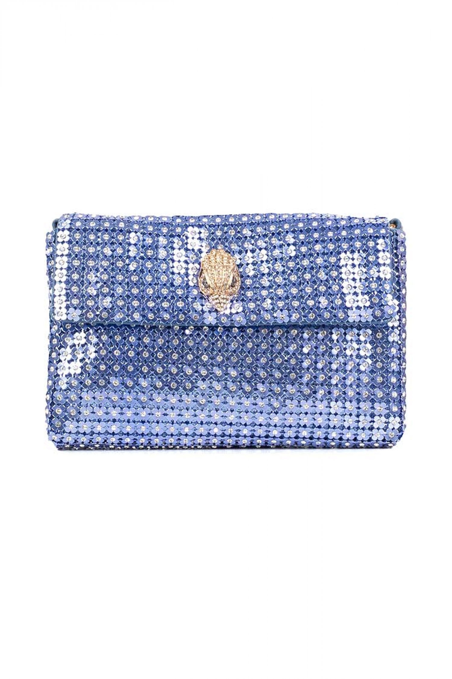 KURT GEIGER ΤΣΑΝΤΑKI ΩΜΟΥ SM PARTY FLOWER SHOULDER ΣΤΡΑΣ ΑΛΥΣΙΔΑ LOGO MΠΛΕ-ΜΩΒ