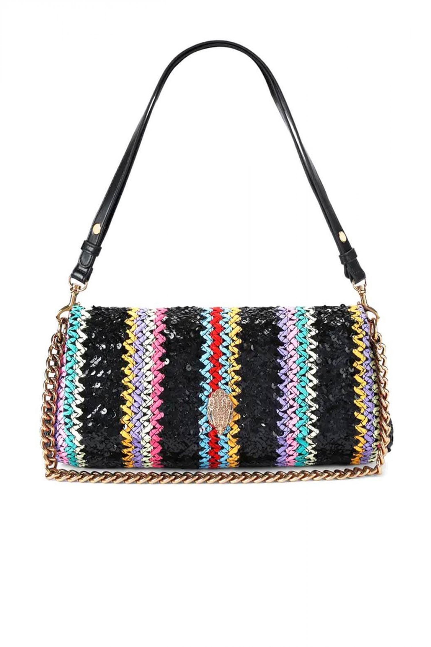 KURT GEIGER TΣΑΝΤΑ CROSSBODY /ΩΜΟΥ LONG KENSINGTON BAG AΛΥΣΙΔΑ ΣΧΕΔΙΑ ΠΟΥΛΙΕΣ LOGO ΠΟΛΥΧΡΩΜΟ