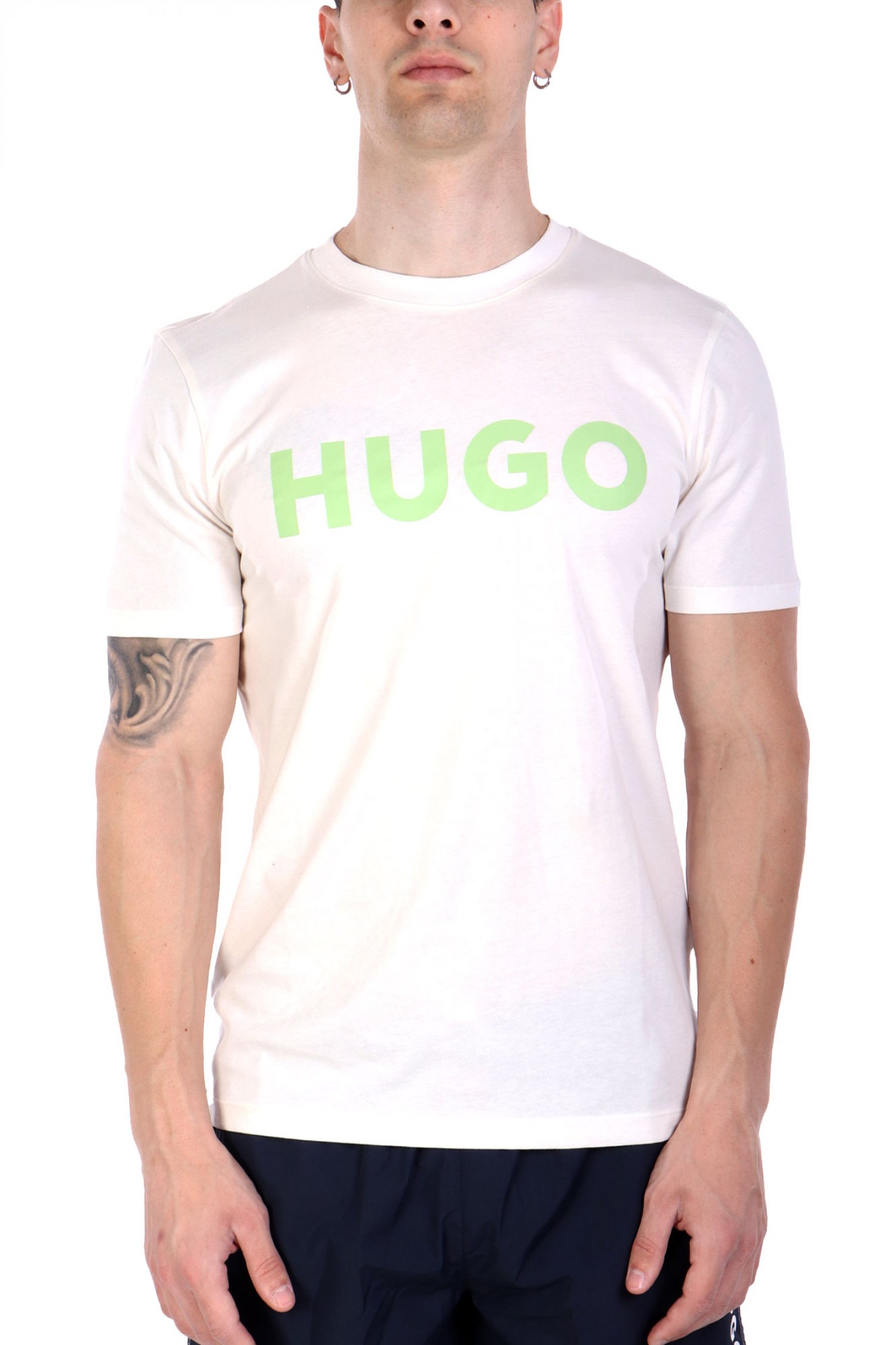 HUGO T-SHIRT DULIVIO LOGO ΛΕΥΚΟ-ΠΡΑΣΙΝΟ
