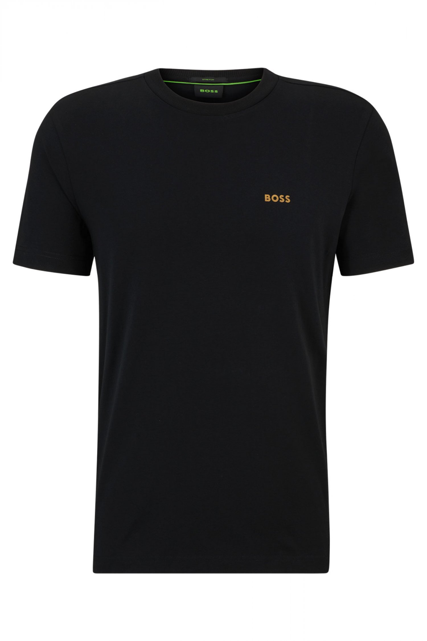 BOSS ATHLEISURE T-SHIRT TEE GOLD LOGO ΜΑΥΡΟ