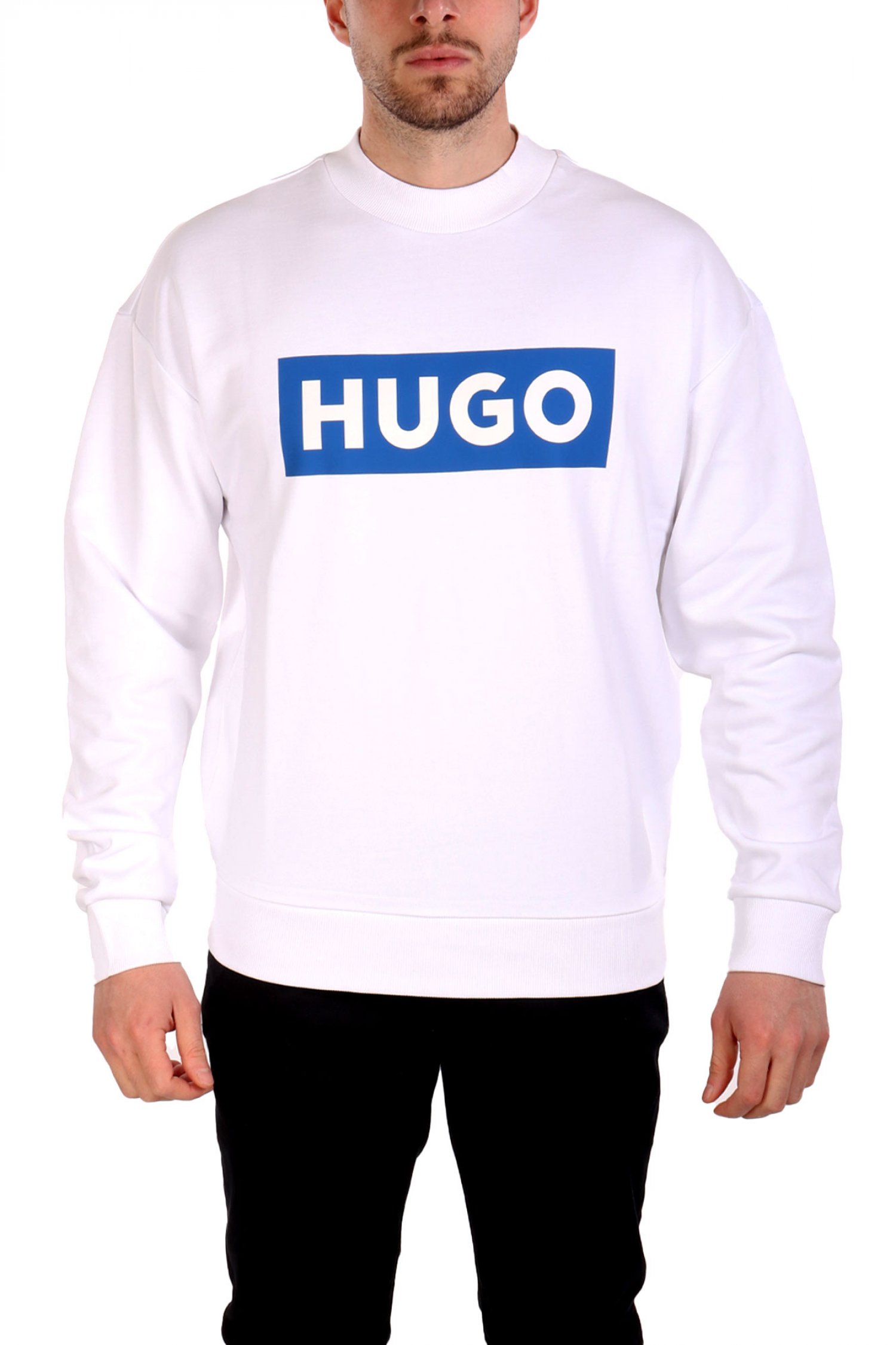 HUGO BLUE ΦΟΥΤΕΡ CREW NECK NIERO ΛΕΥΚΟ