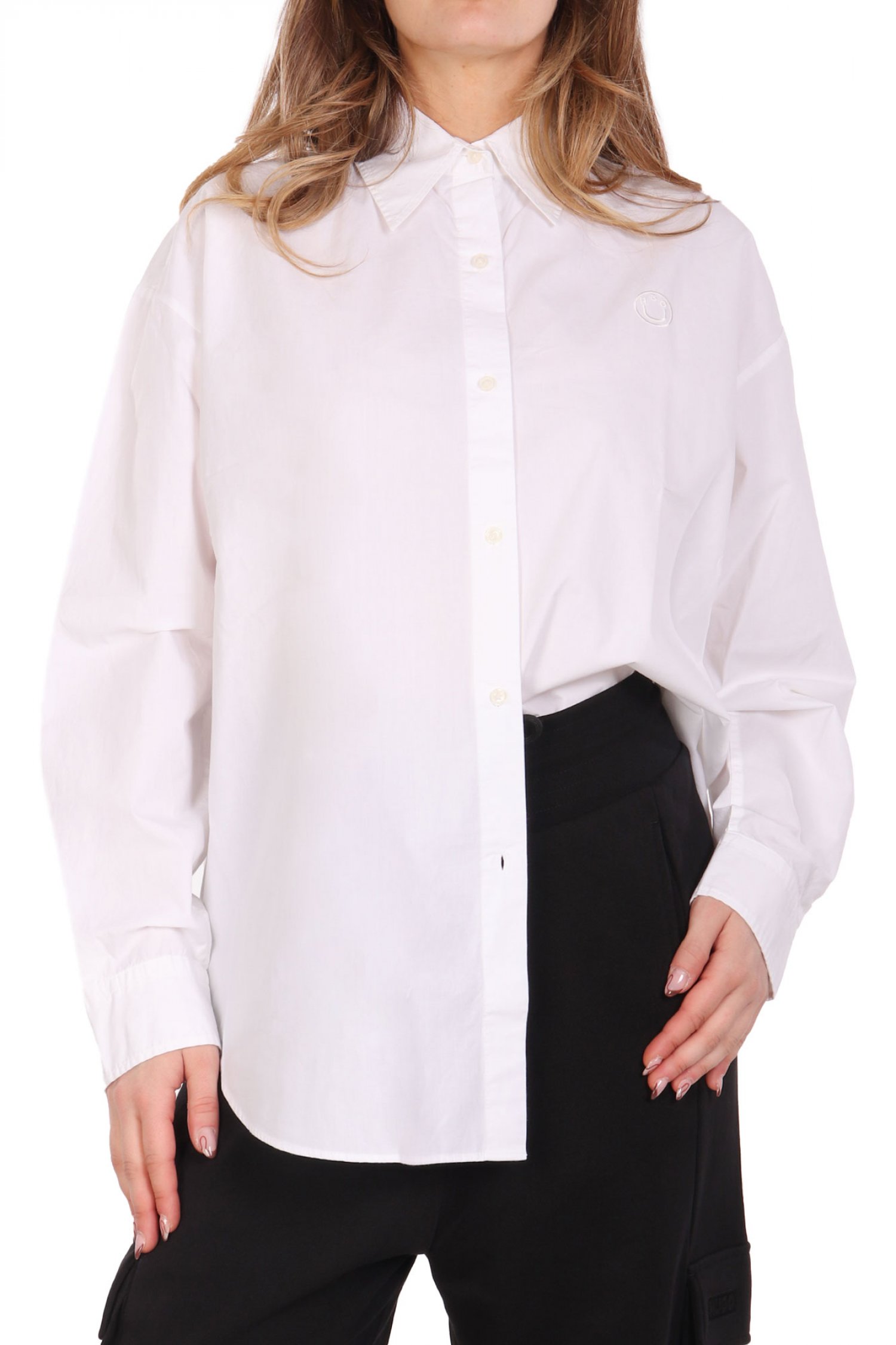 HUGO BLUE ΠΟΥΚΑΜΙΣΟ ELISANA_B LOGO ΛΕΥΚΟ