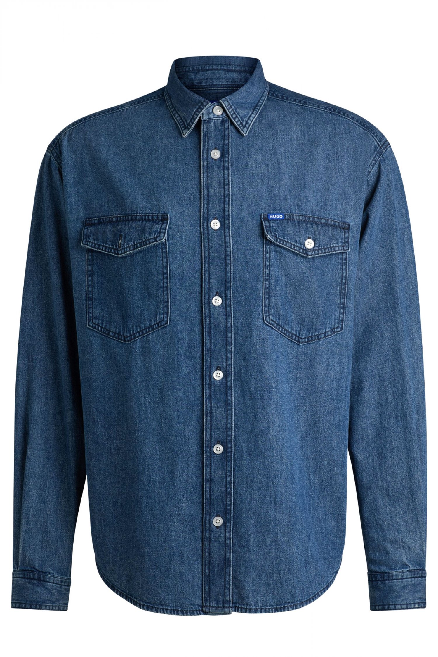 HUGO BLUE ΠΟΥΚΑΜΙΣΟ JEANS EBINO ΜΠΛΕ