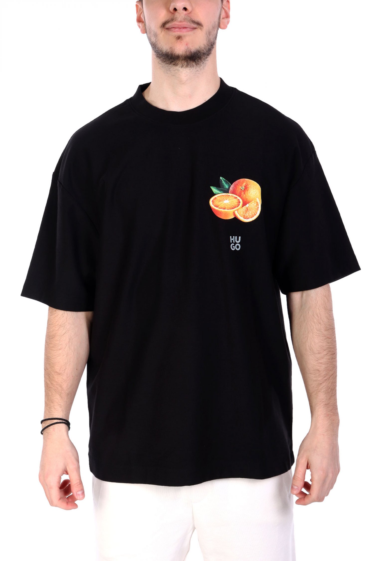 HUGO T-SHIRT DARTIEE LOGO ΜΑΥΡΟ