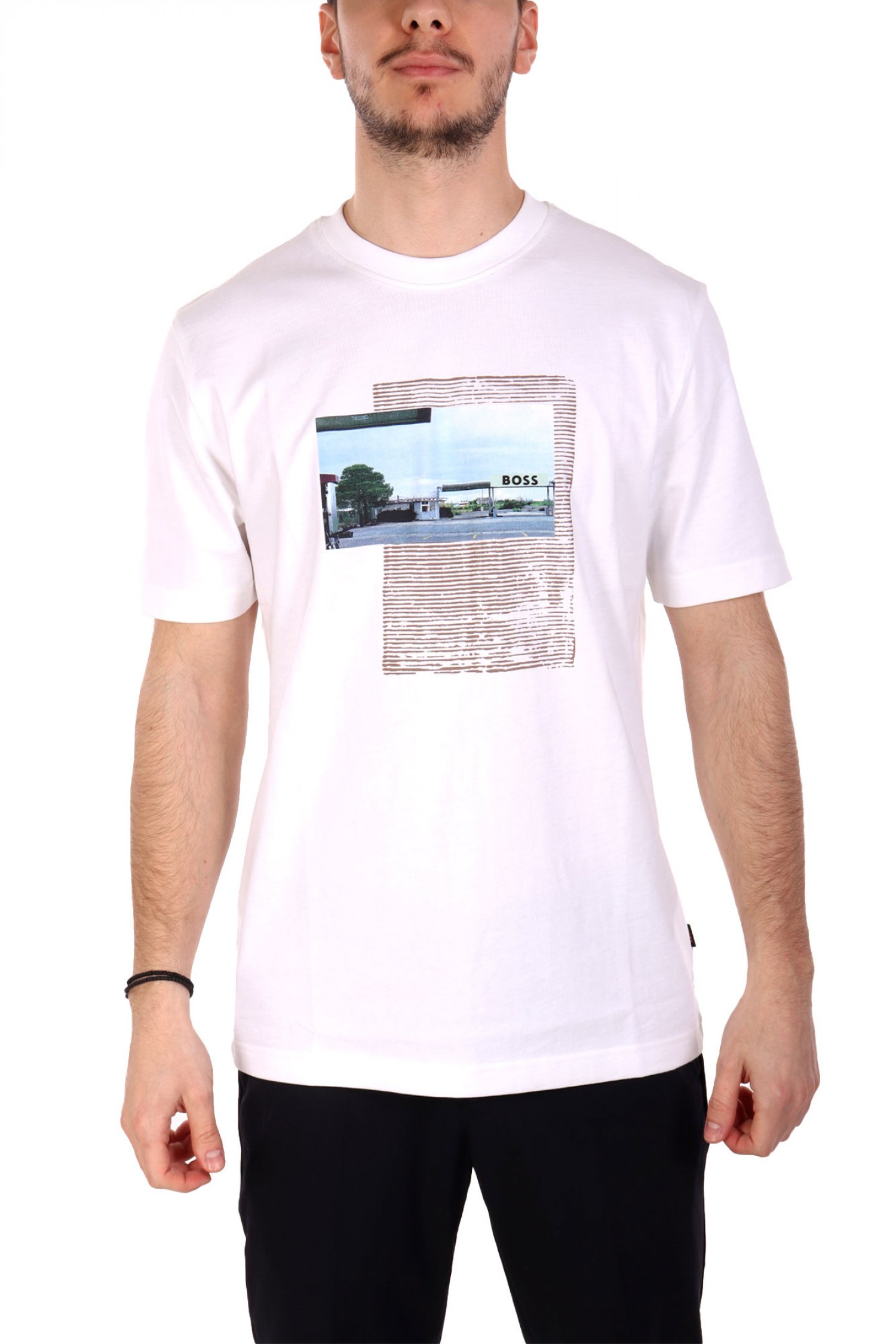 BOSS CASUAL T-SHIRT TE_ONTHEWAY ΛΕΥΚΟ