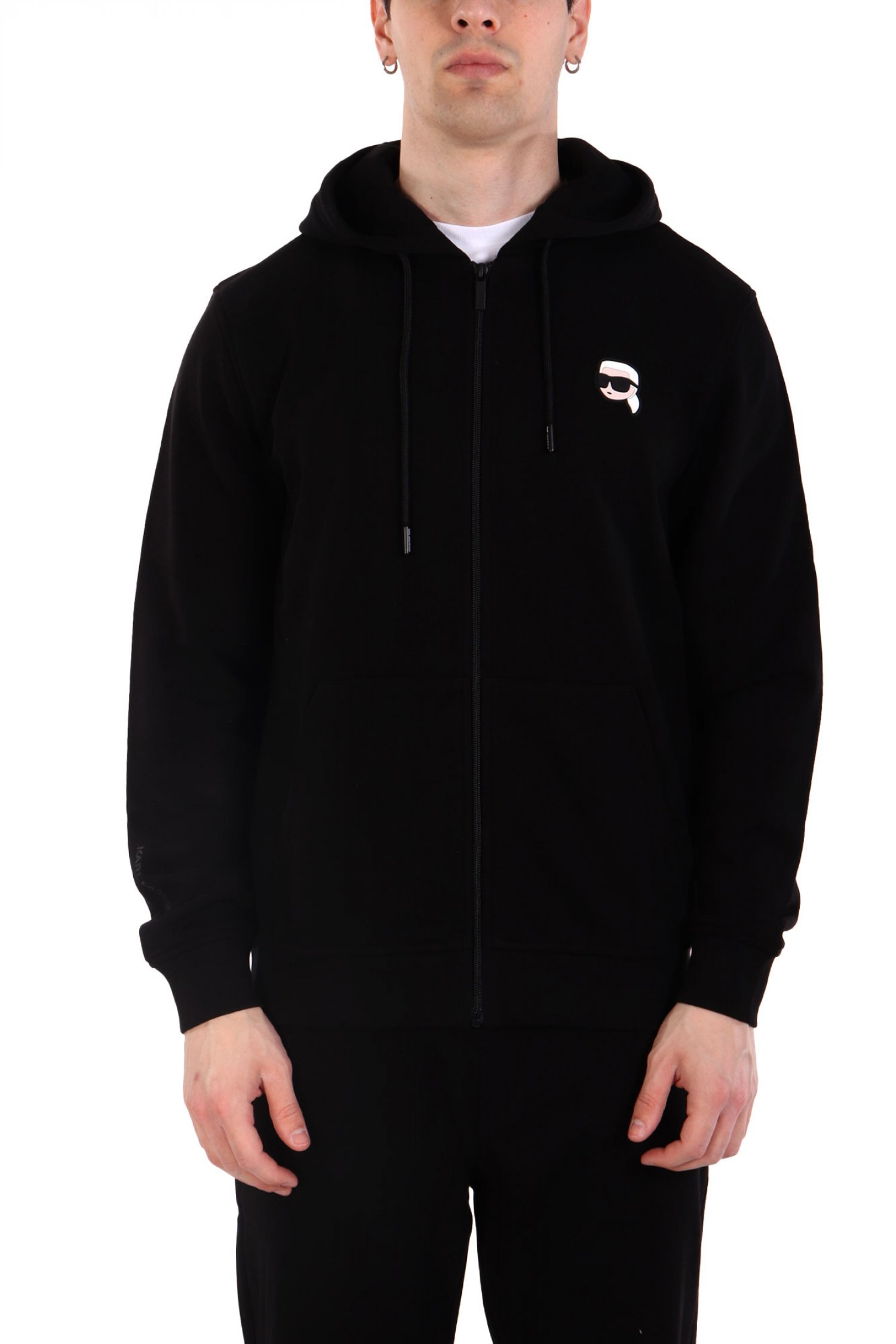 KARL LAGERFELD ΦΟΥΤΕΡ ZIPHOODIE LOGO ΜΑΥΡΟ