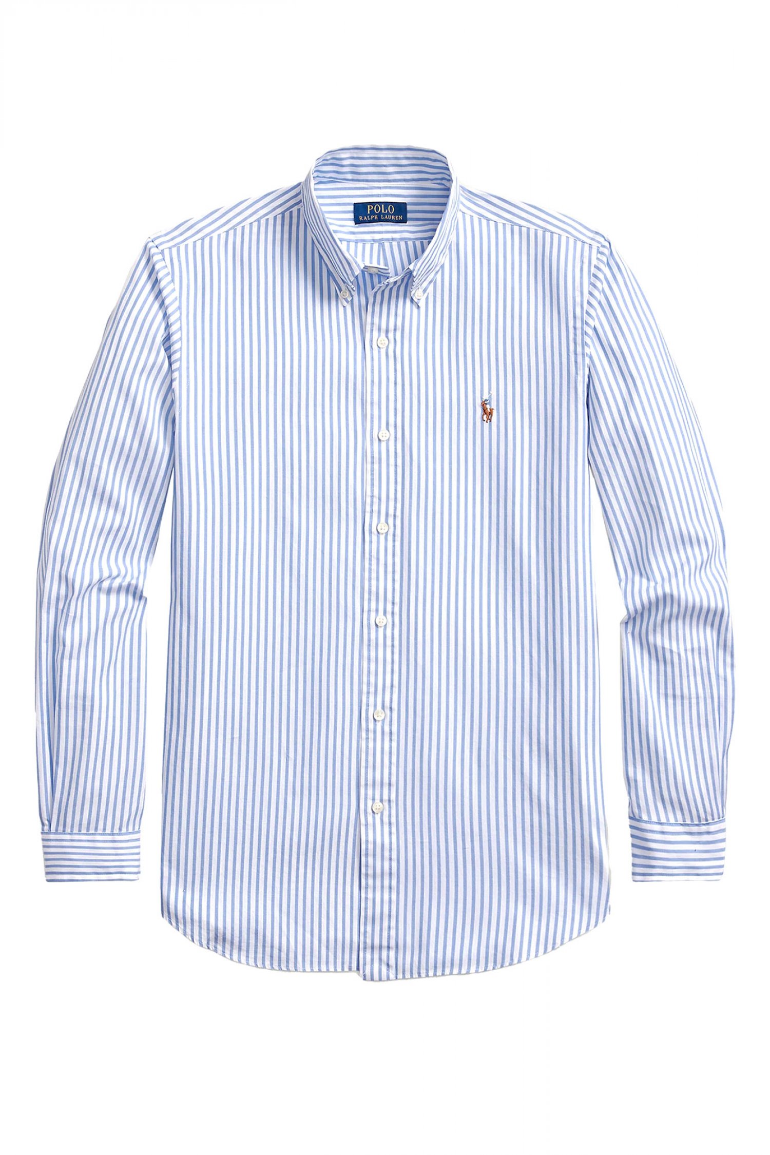 RALPH LAUREN ΠΟΥΚΑΜΙΣΟ ΡΙΓΕ BUTTON DOWN CUSTOM FIT ΛΕΥΚΟ-ΣΙΕΛ