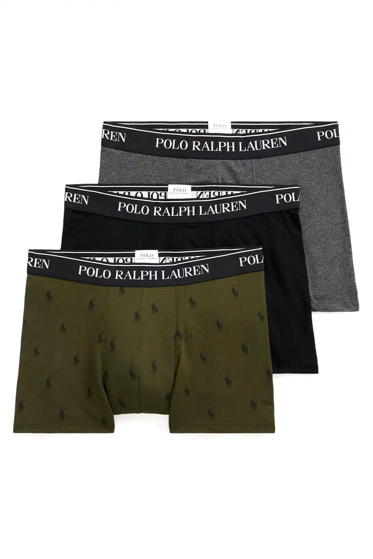 RALPH LAUREN RALPH LAUREN UNDERWEAR ΕΣΩΡΟΥΧΟ ΣΕΤ 3PACK STRETCH COTTON TRUNK ΜΑΥΡΟ-ΓΚΡΙ-ΧΑΚΙ