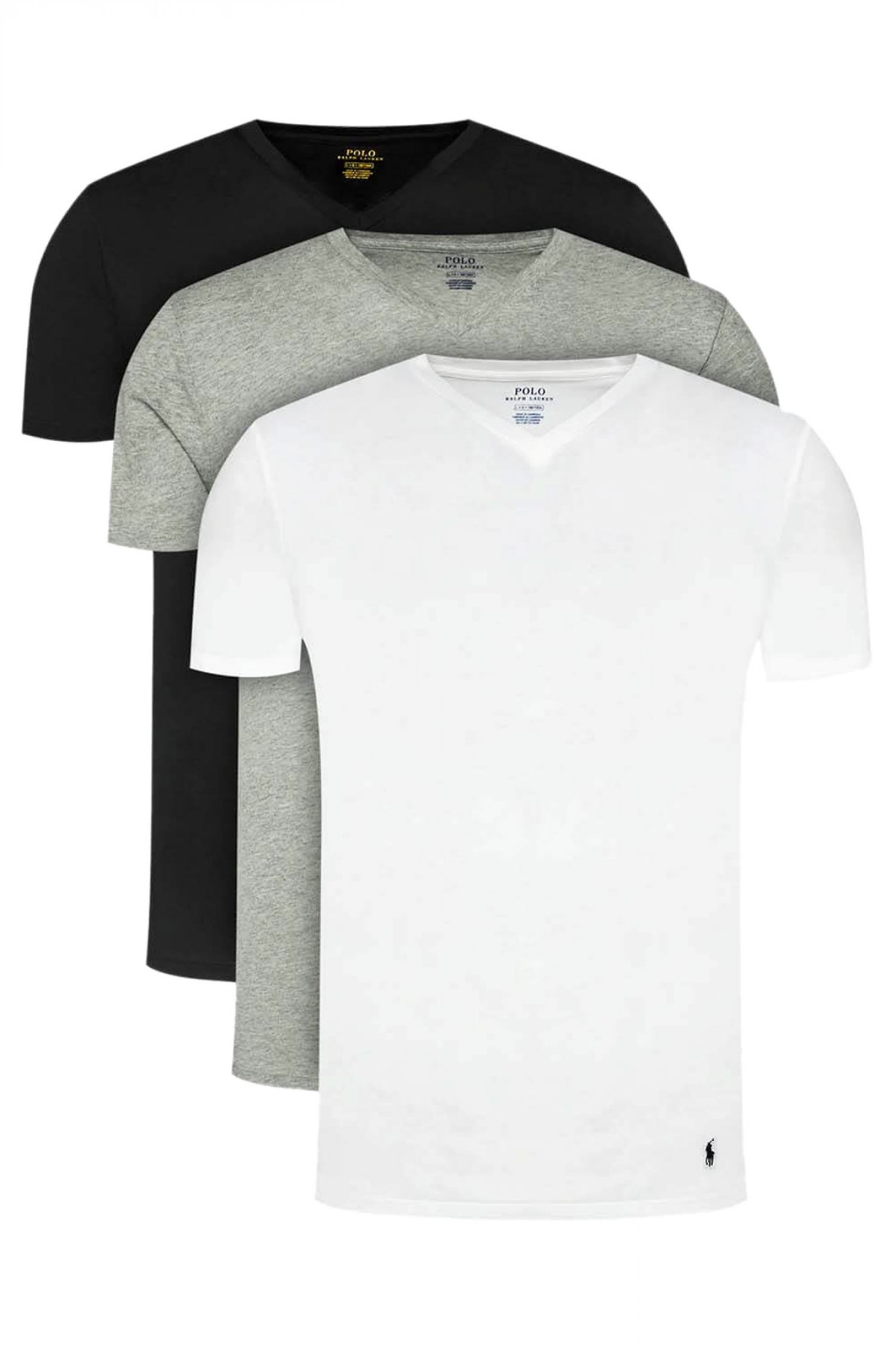 RALPH LAUREN UNDERWEAR ΕΣΩΡΟΥΧΟ ΣΕΤ 3PACK T-SHIRT COTTON V-NECKS ΜΑΥΡΟ-ΛΕΥΚΟ-ΓΚΡΙ
