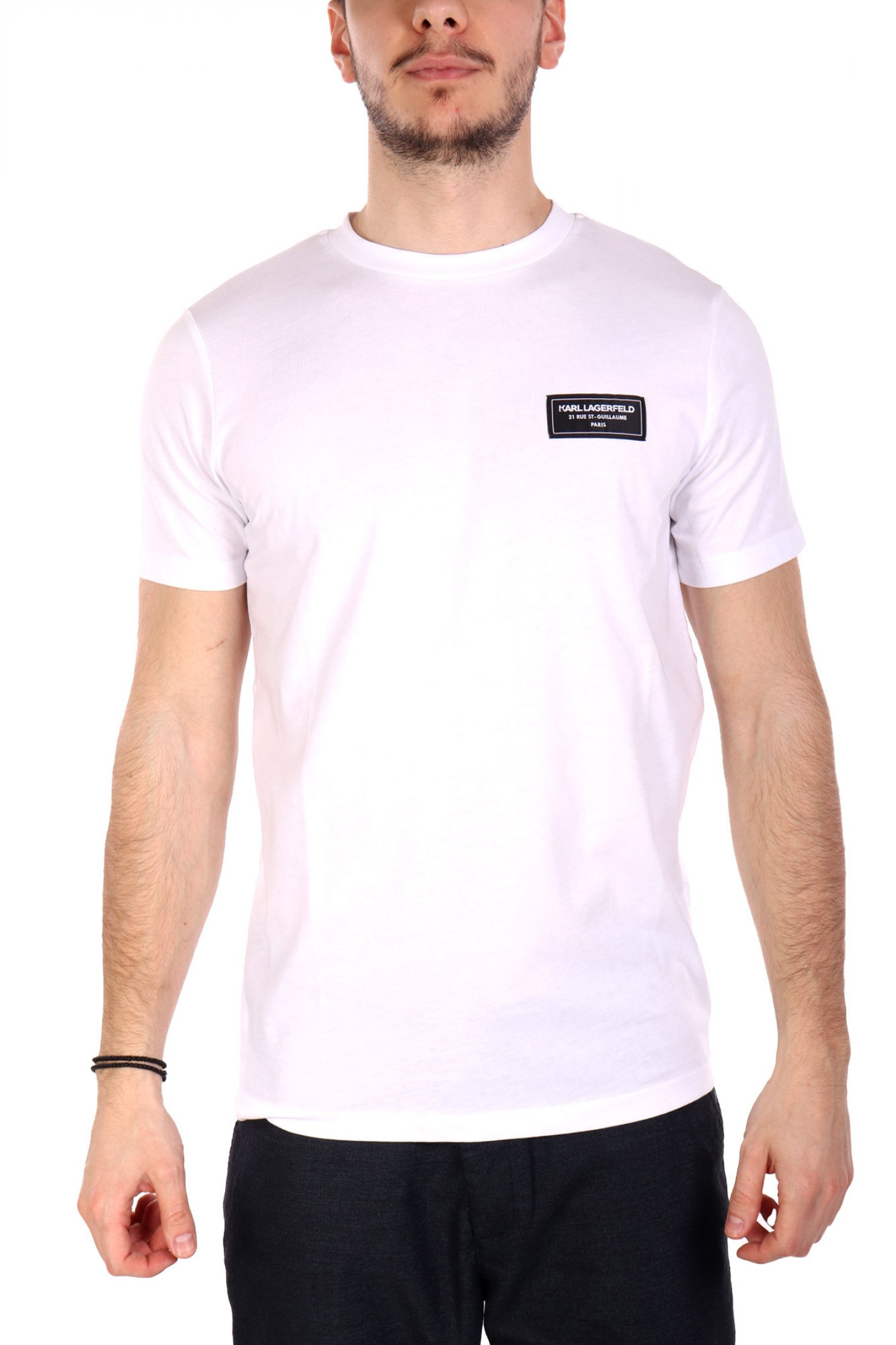 KARL LAGERFELD T-SHIRT CREW NECK LOGO ΛΕΥΚΟ