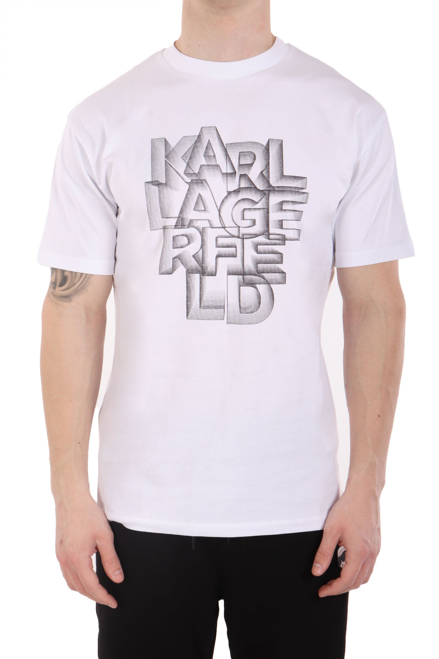 KARL LAGERFELD T-SHIRT CREW NECK BIG LOGO ΛΕΥΚΟ