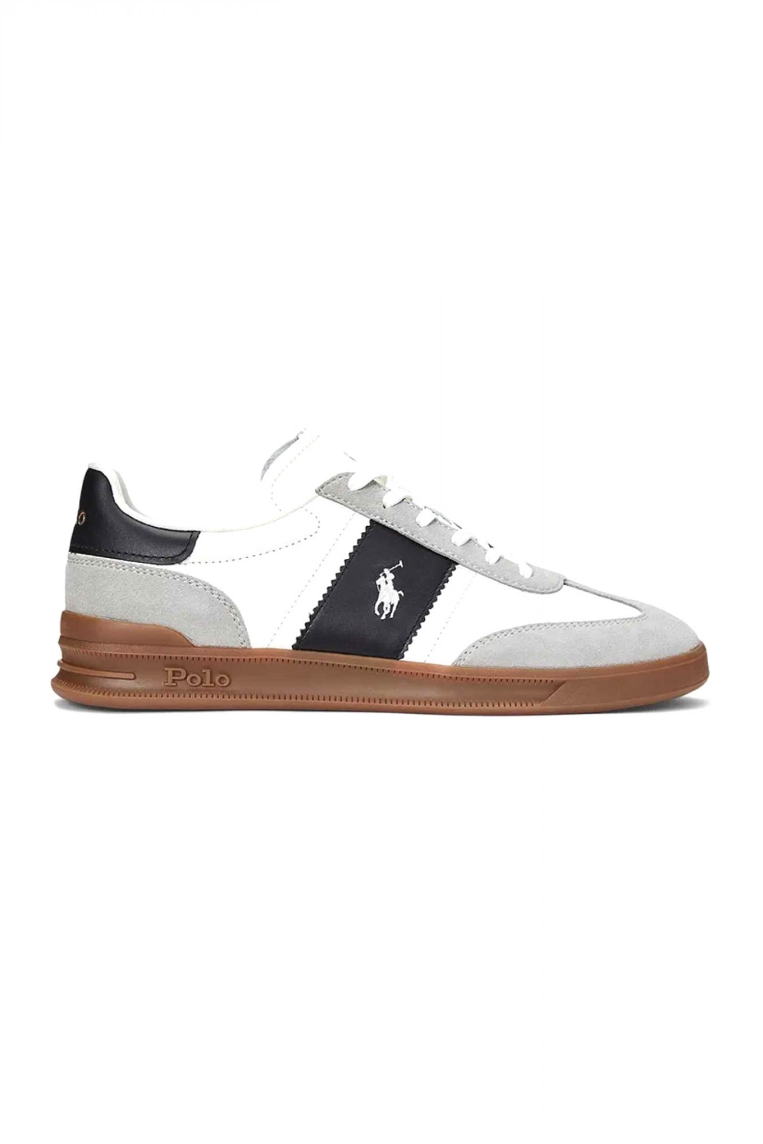 RALPH LAUREN ΠΑΠΟΥΤΣΙΑ SNEAKERS HRT AERA PP-SK-LTL ΛΕΥΚΟ-ΜΑΥΡΟ-ΓΚΡΙ
