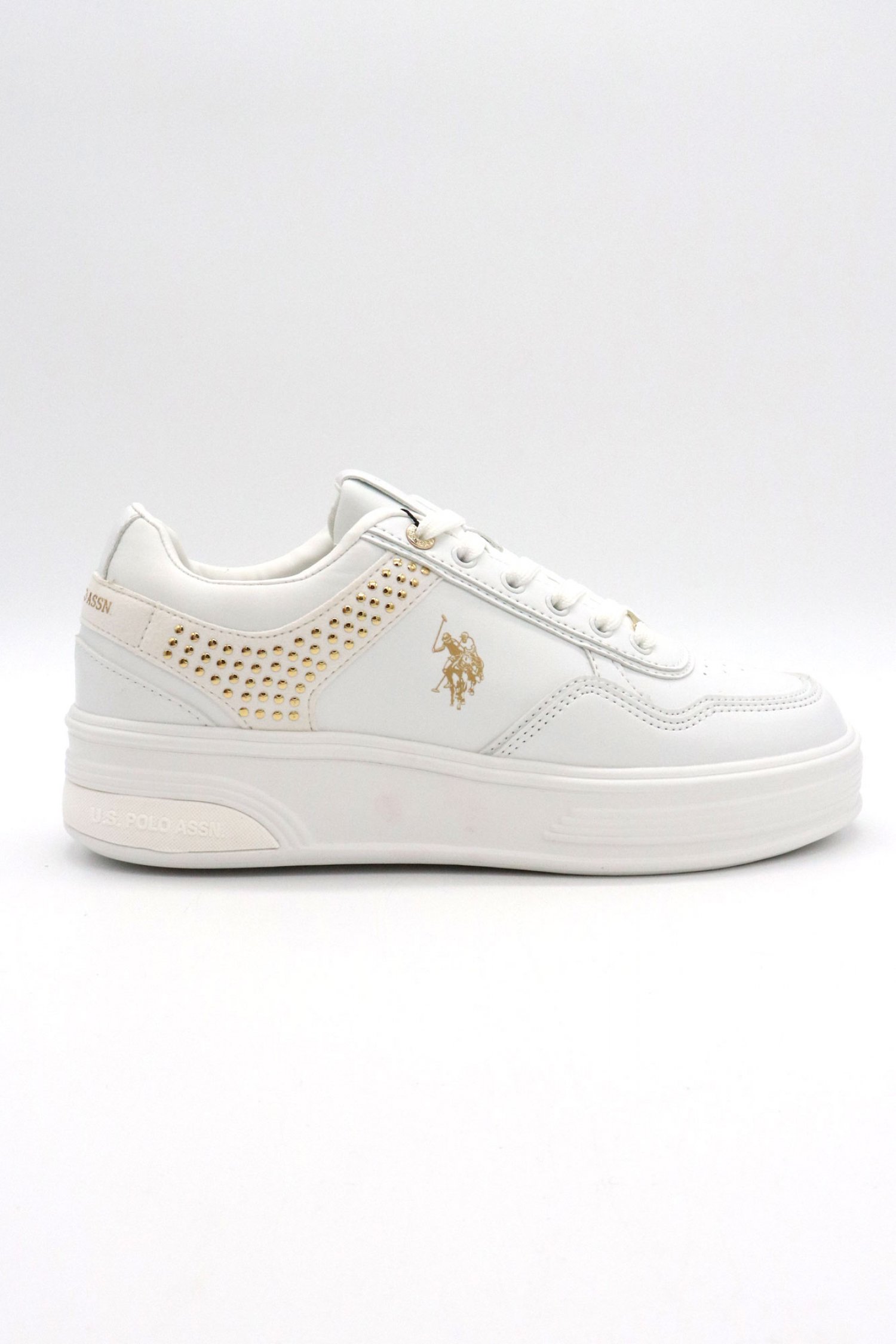 U.S. POLO ASSN. ΠΑΠΟΥΤΣΙΑ SNEAKERS ΧΡΥΣΕΣ ΛΕΠΤΟΜΕΡΕΙΕΣ LOGO ΛΕΥΚΟ