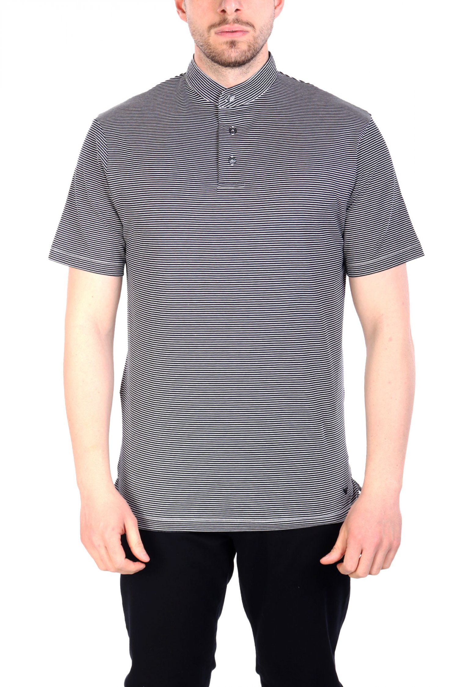 EMPORIO ARMANI POLO MAO ΡΙΓΕ ΛΕΥΚΟ-ΜΠΛΕ