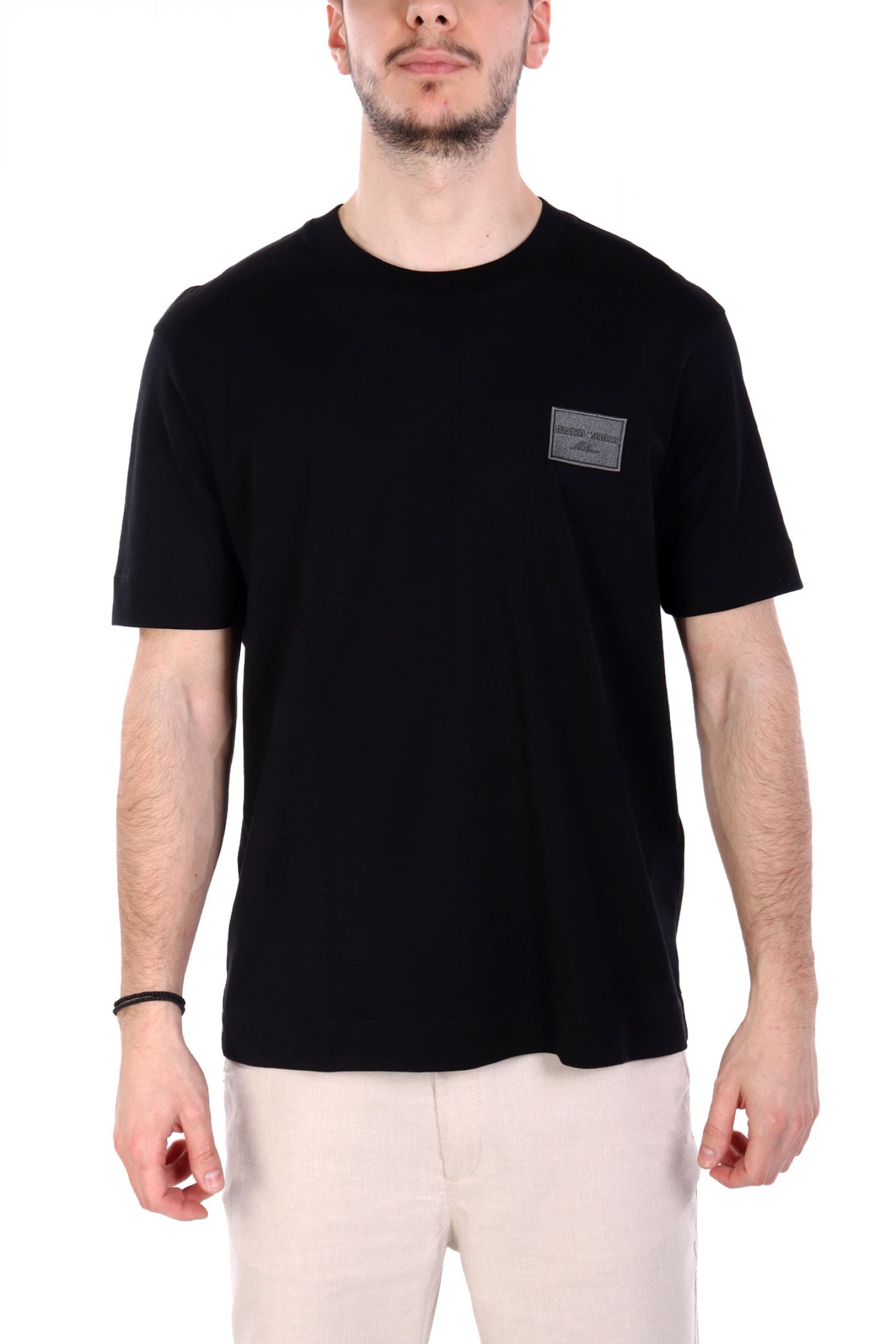 EMPORIO ARMANI T-SHIRT LOGO MILANO ΜΑΥΡΟ