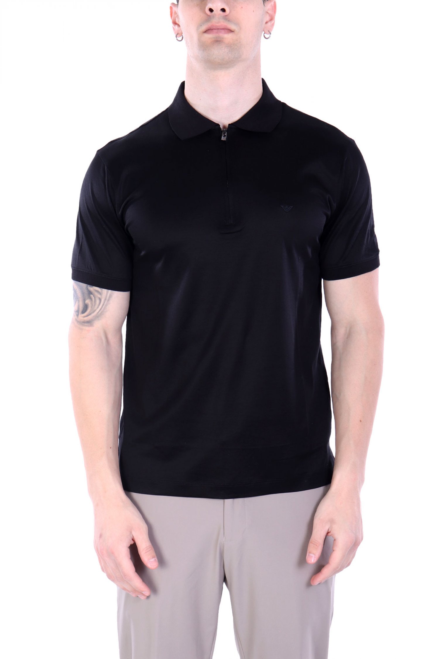EMPORIO ARMANI POLO HALFZIP LOGO ΜΑΥΡΟ