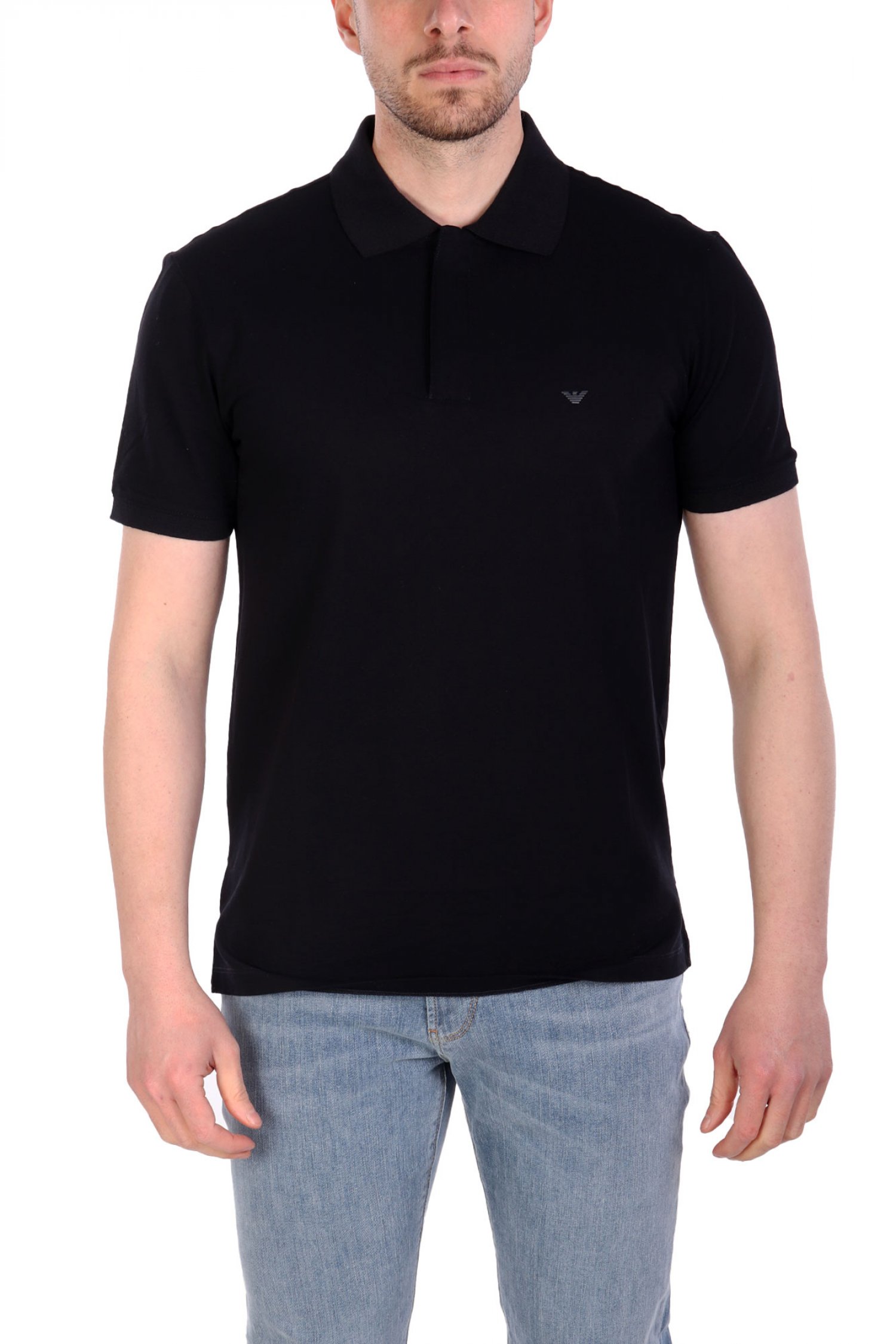 EMPORIO ARMANI POLO HALFZIP LOGO ΜΠΛΕ