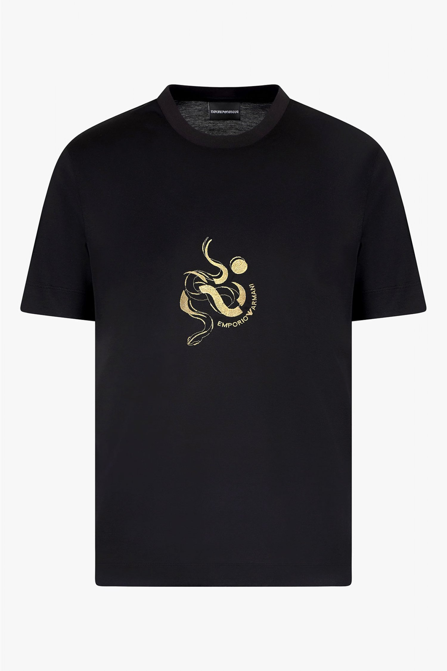 EMPORIO ARMANI T-SHIRT GOLD LOGO ΜΑΥΡΟ