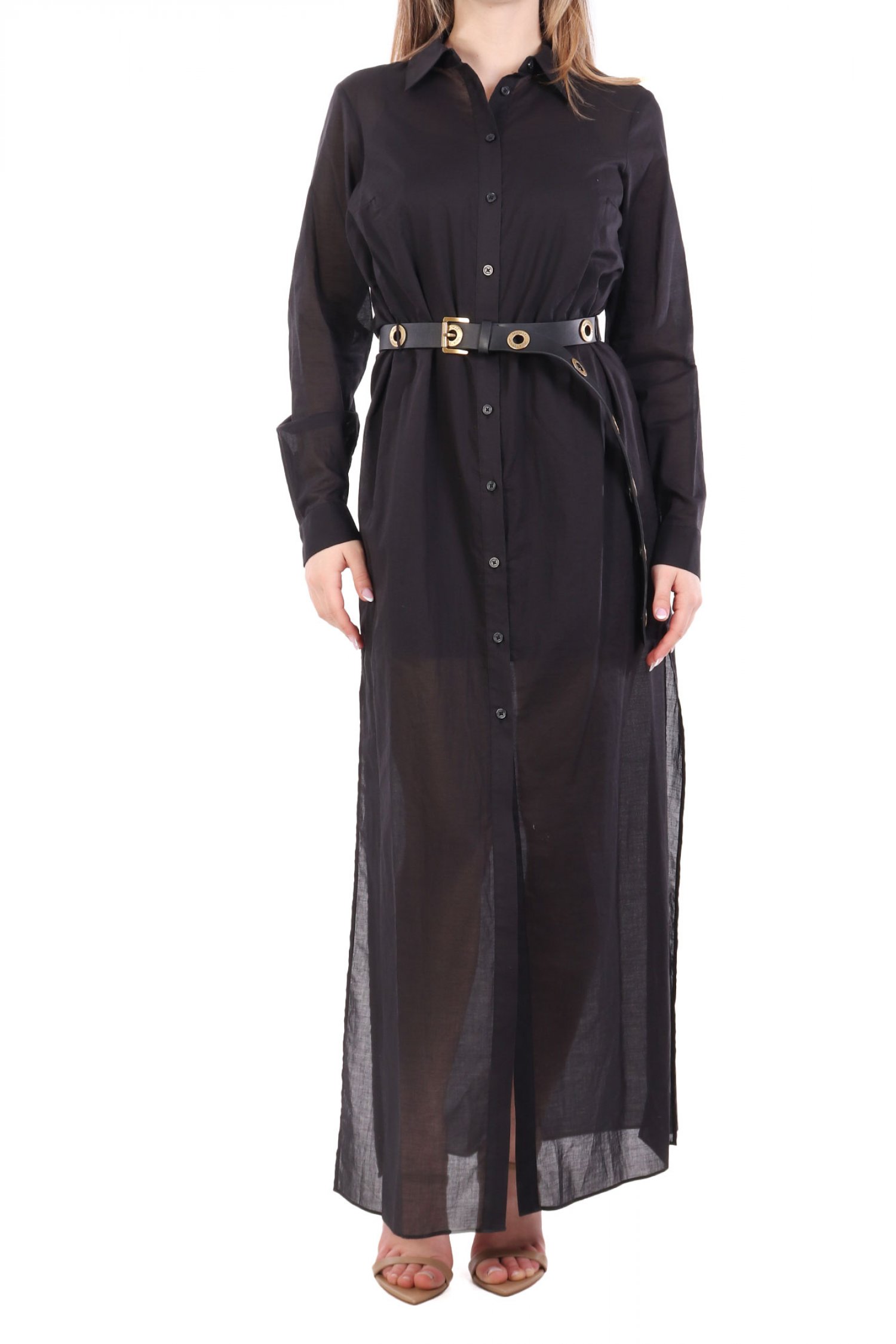 MICHAEL KORS ΦΟΡΕΜΑ MAXI ΣΕΜΙΖΙΕ ΜΕ ΖΩΝΗ ΜΑΥΡΟ