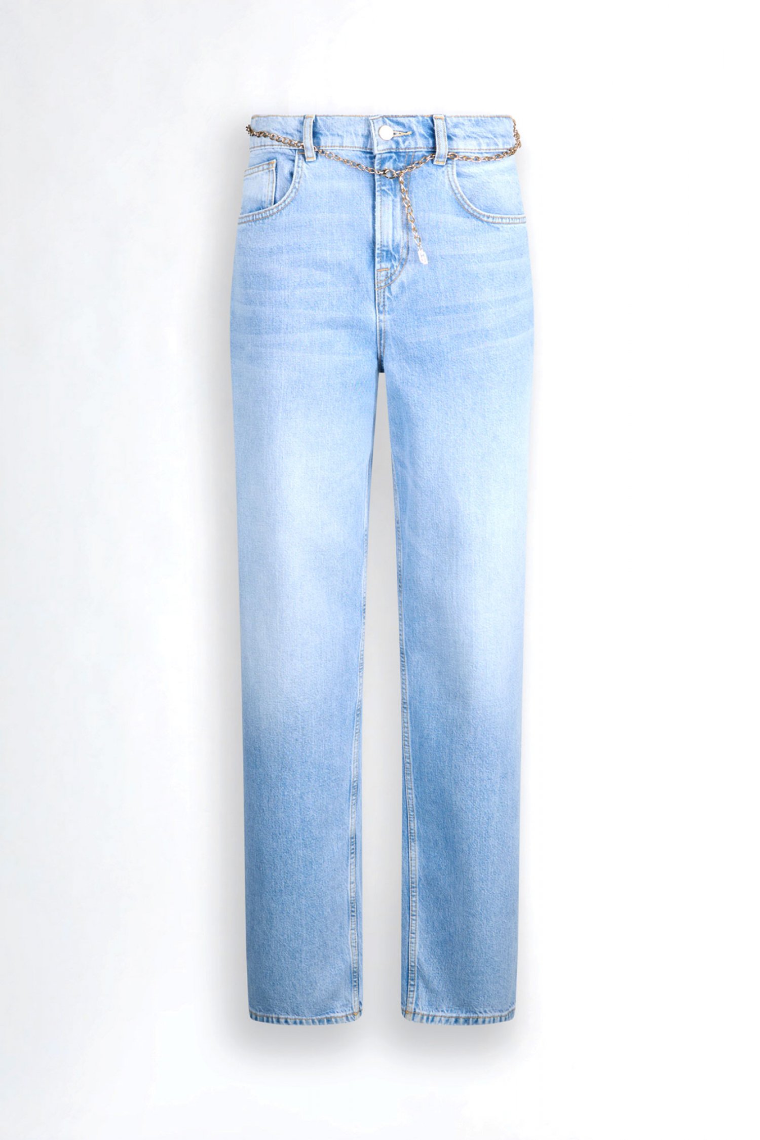 LIU -JO ΠΑΝΤΕΛΟΝΙ JEANS STRAIGHT FIT ΖΩΝΗ ΑΛΥΣΙΔΑ ΣΙΕΛ