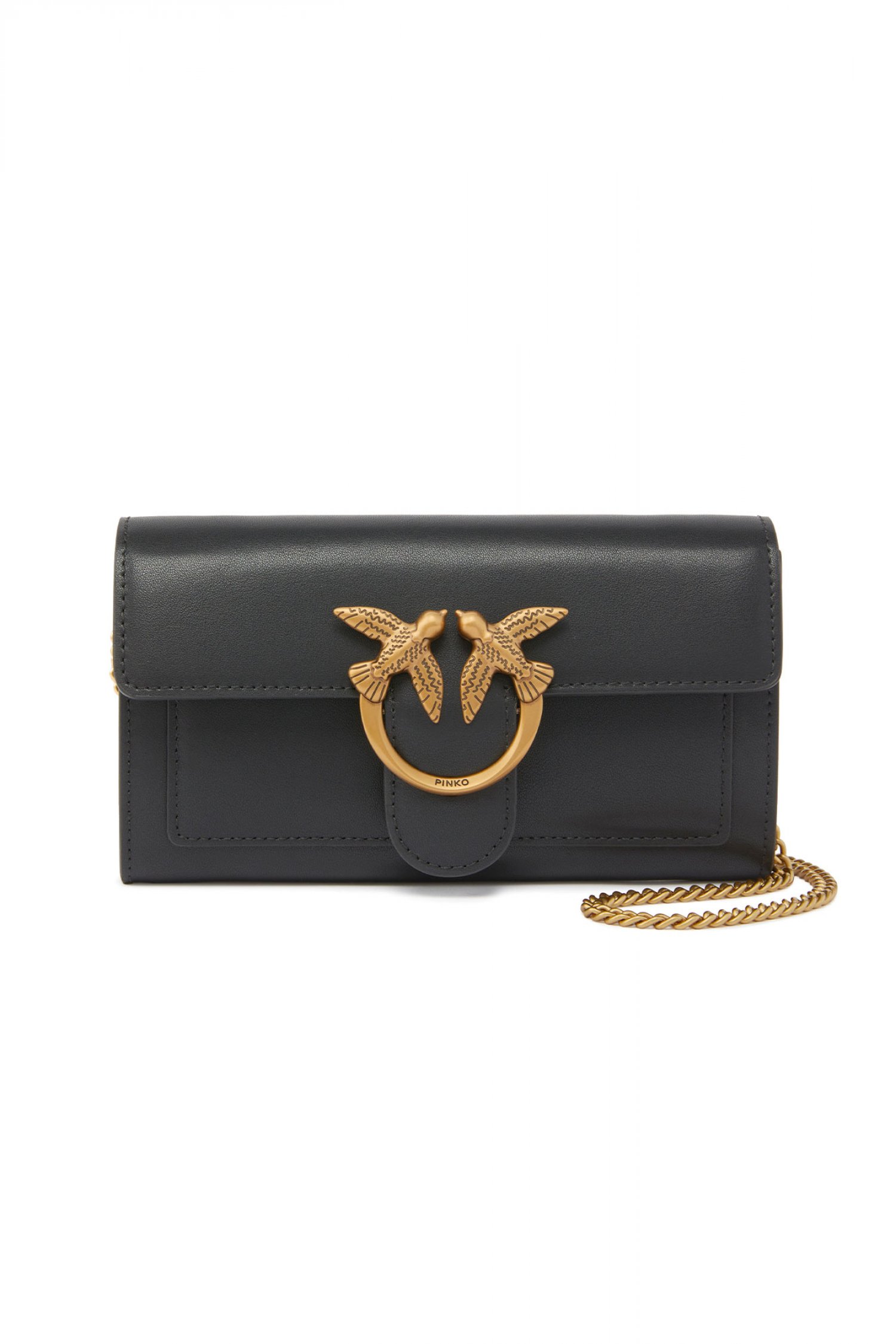PINKO LOVE ICON WALLET C ΜΑΥΡΟ-ANTIQUE GOLD
