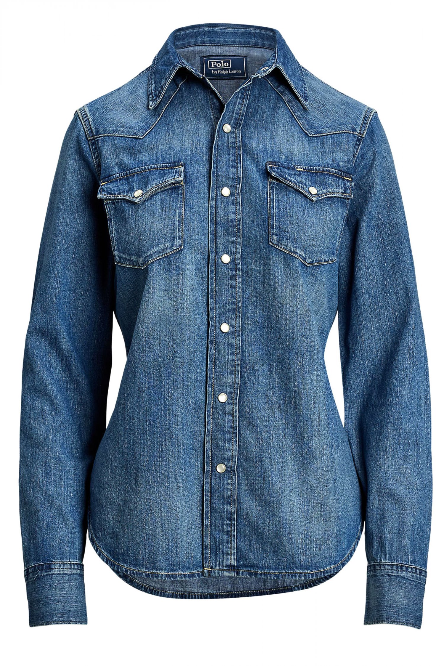 RALPH LAUREN ΓΥΝΑΙΚΕΙΟ ΠΟΥΚΑΜΙΣΟ JEANS ΜΠΛΕ