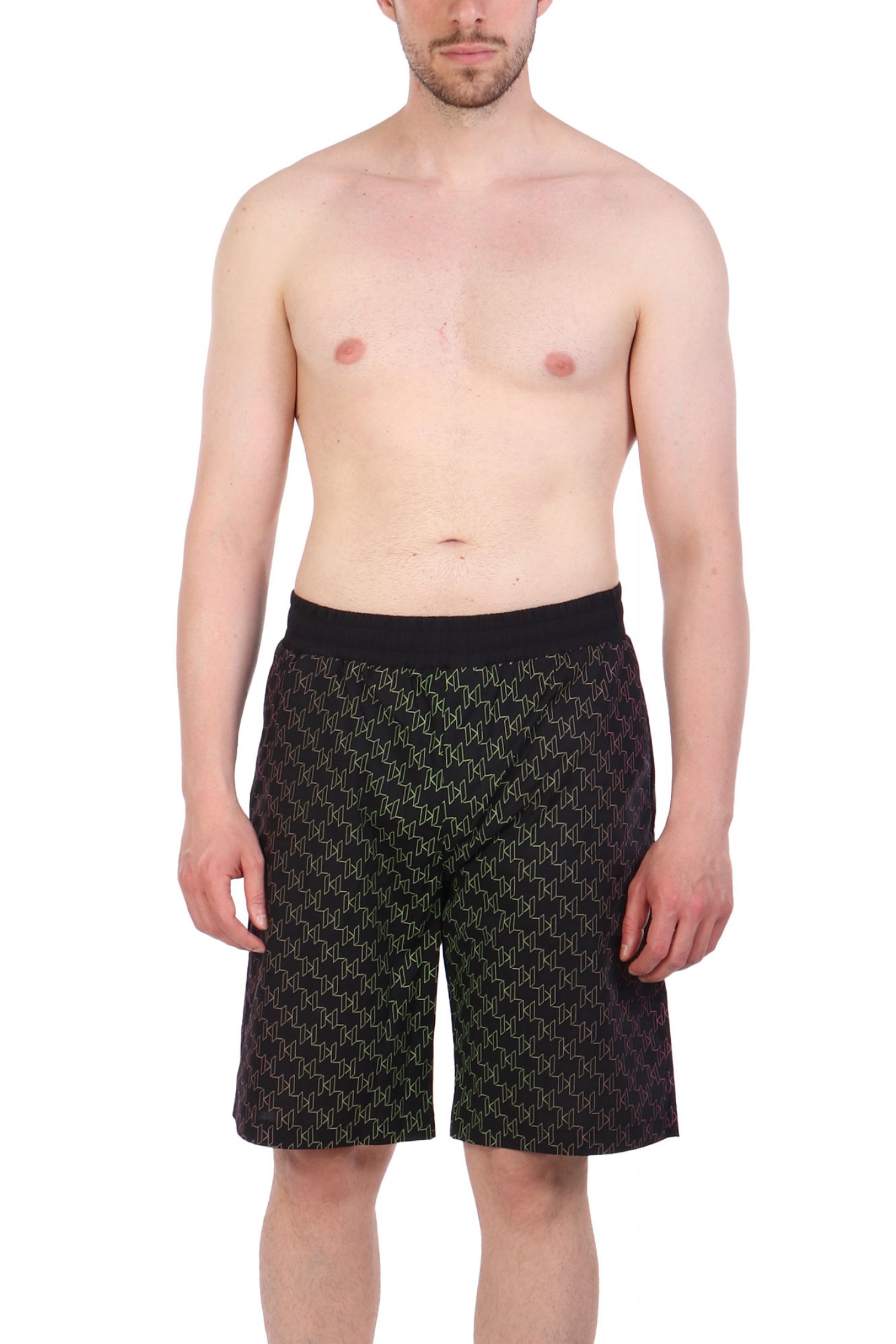 KARL LAGERFELD ΜΑΓΙΩ SHORTS ALL OVER LOGO MULTI ΜΑΥΡΟ