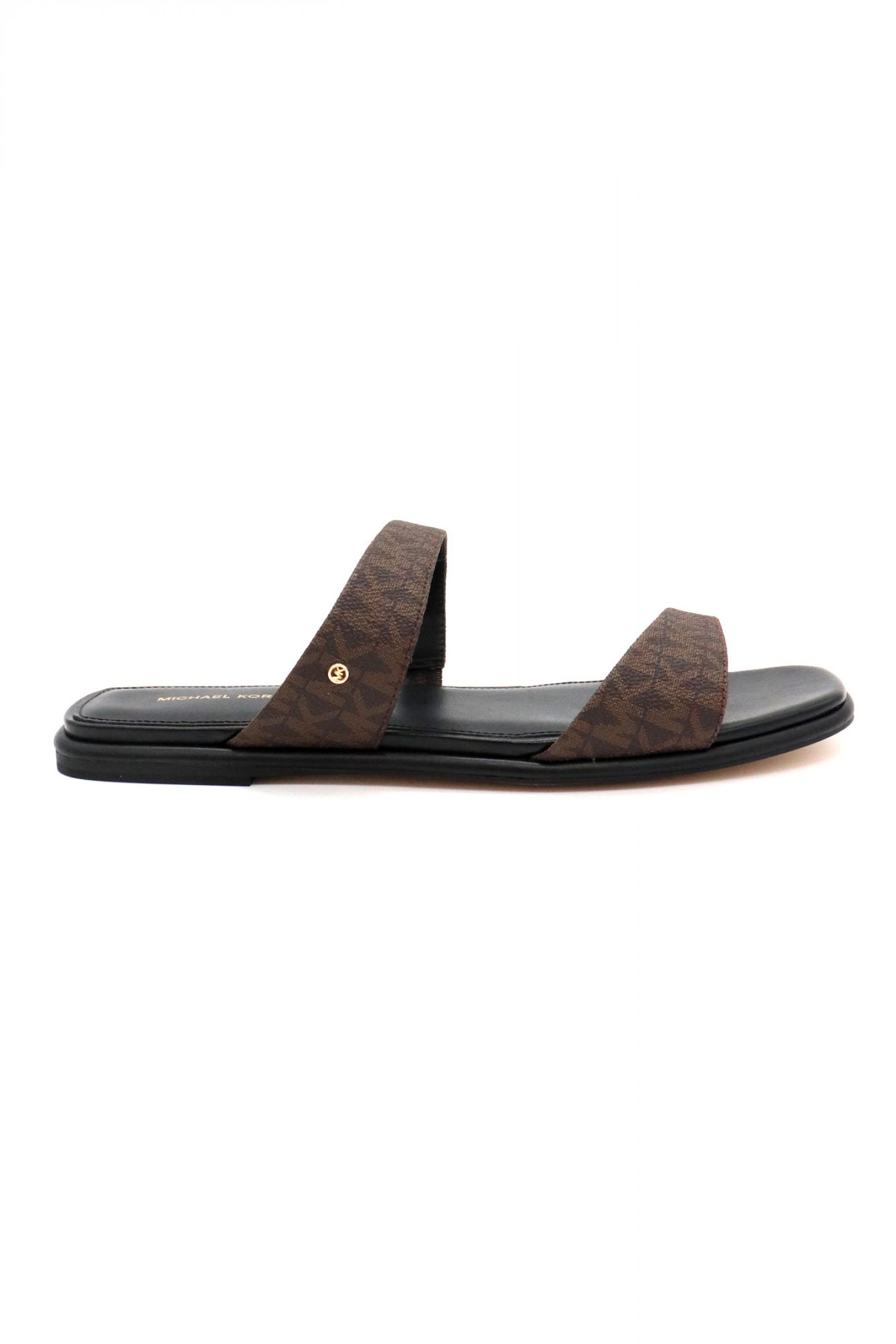 MICHAEL KORS ΠΑΠΟΥΤΣΙΑ ΠΑΝΤΟΦΛΕΣ JAIDA FLAT SANDAL ALL OVER LOGO KΑΦΕ/ΜΑΥΡΟ