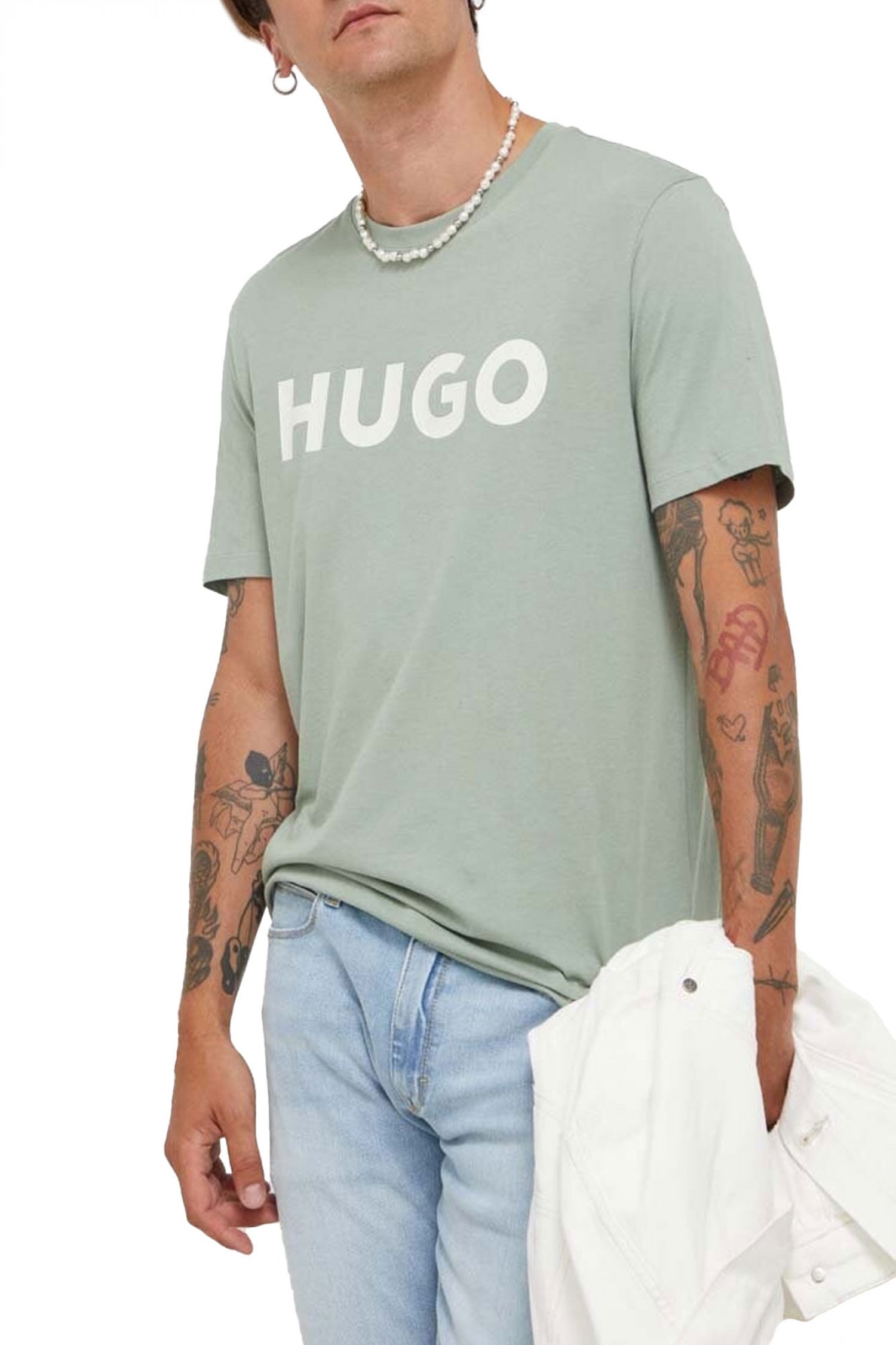 HUGO T-SHIRT DULIVIO LOGO ΑΝΟΙΧΤΟ ΠΡΑΣΙΝΟ