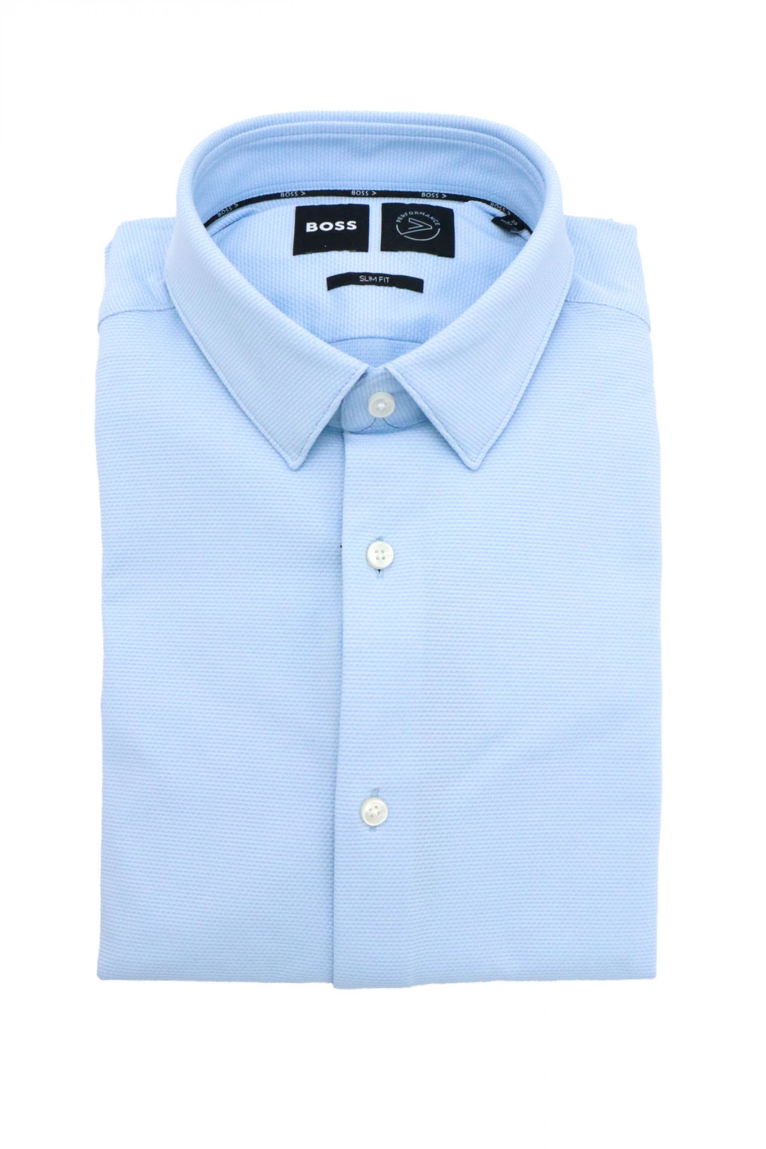 BOSS PERFORMANCE ΠΟΥΚΑΜΙΣΟ ΜΙΚΡΟΣΧΕΔΙΟ SLIM FIT P-HANK-S-KENT-C1-222 ΣΙΕΛ