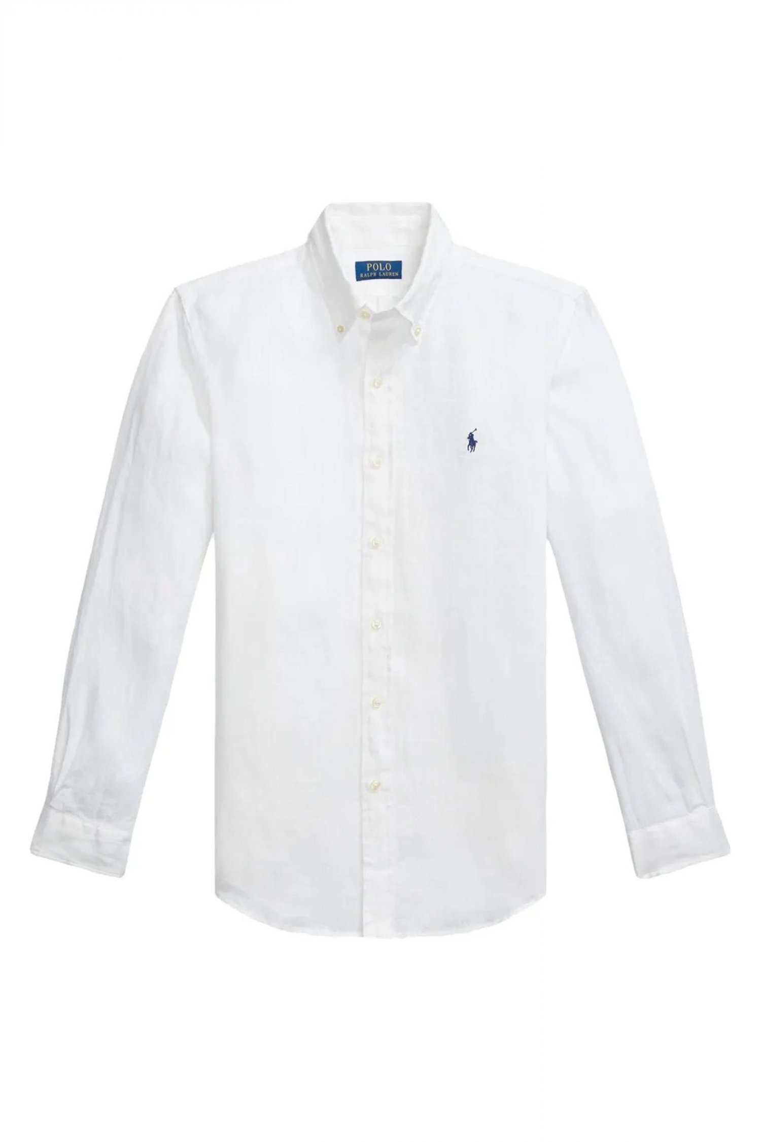 RALPH LAUREN ΠΟΥΚΑΜΙΣΟ BUTTON DOWN ΛΙΝΟ CUSTOM FIT LOGO ΛΕΥΚΟ