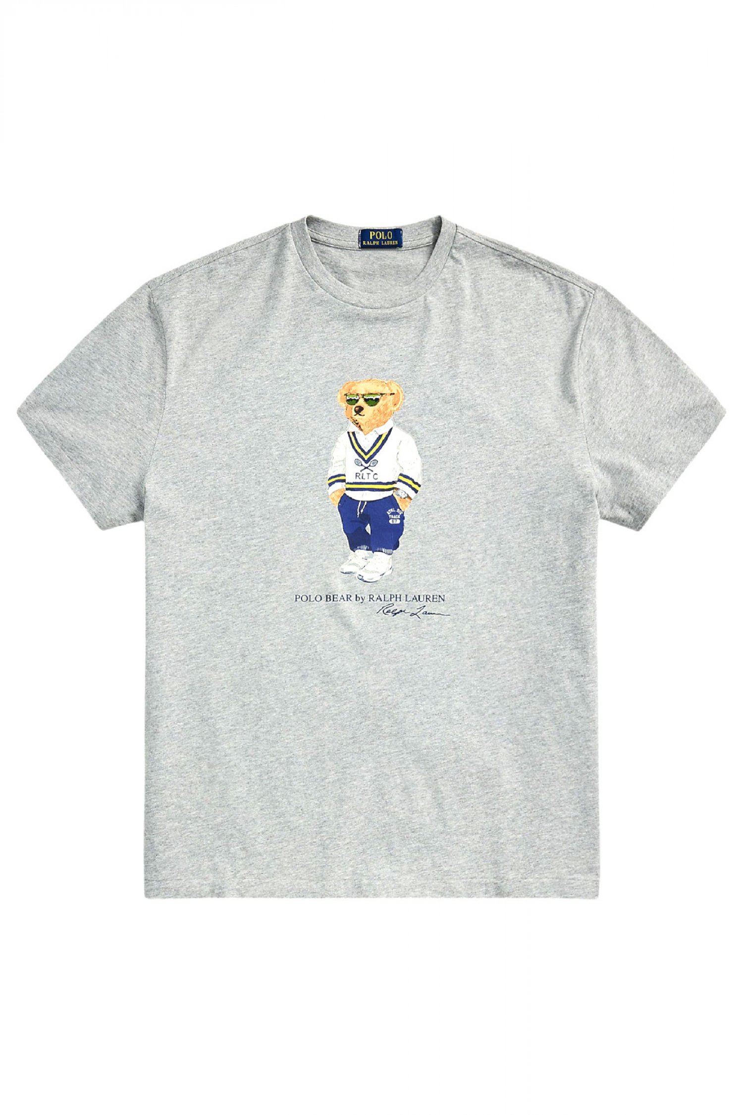 RALPH LAUREN T-SHIRT CUSTOM SLIM FIT LOGO BEAR ΓΚΡΙ