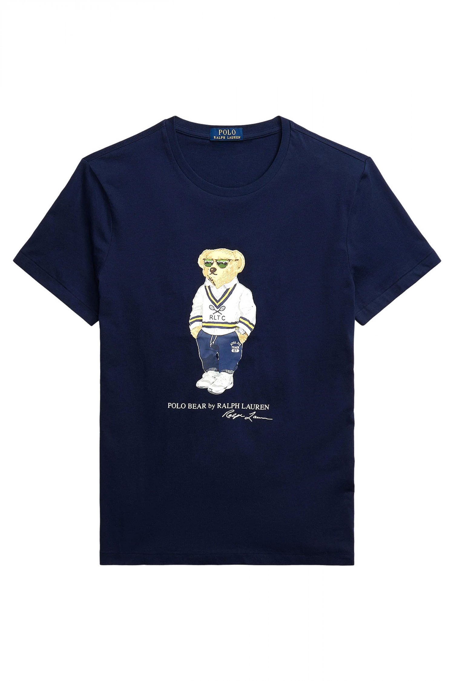 RALPH LAUREN T-SHIRT CUSTOM SLIM FIT LOGO BEAR ΜΠΛΕ