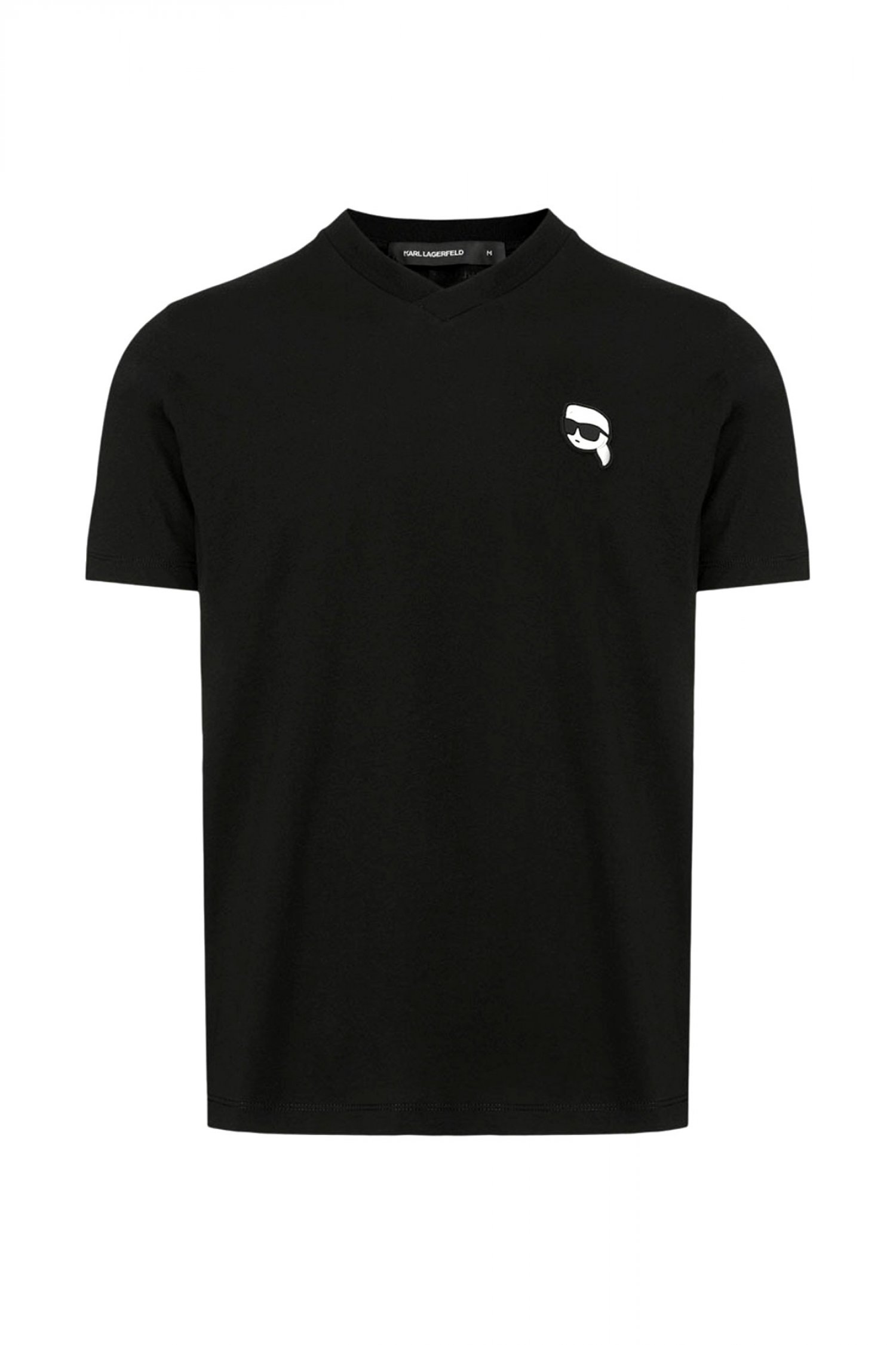 KARL LAGERFELD T-SHIRT VNECK LOGO ΜΑΥΡΟ