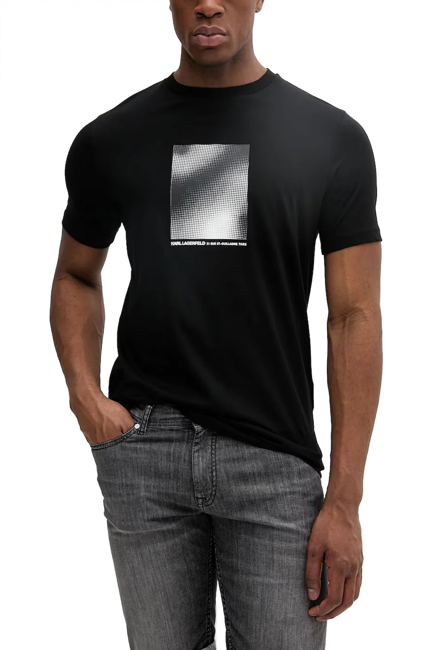 KARL LAGERFELD T-SHIRT CREW NECK LOGO ΜΑΥΡΟ