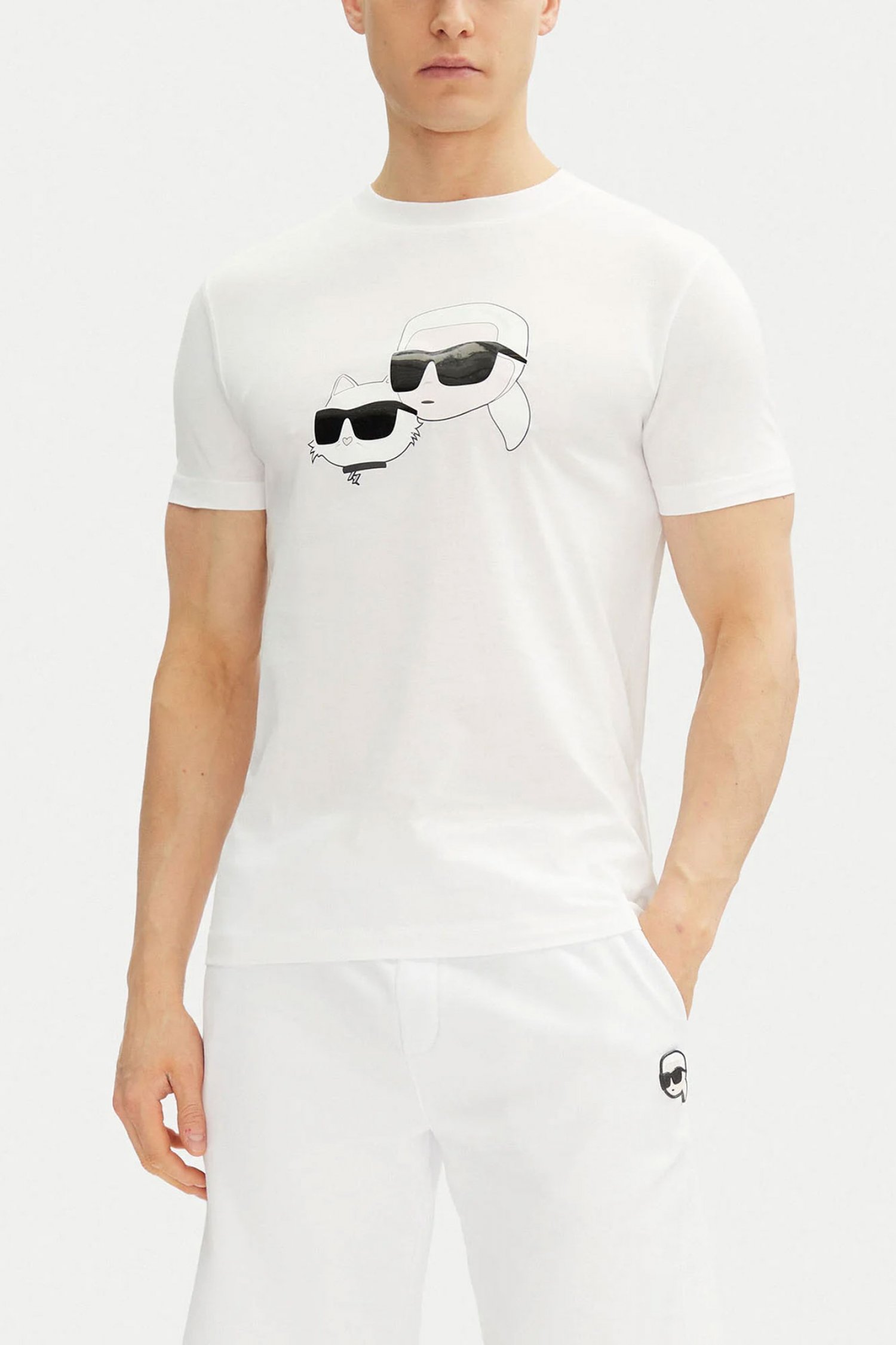 KARL LAGERFELD T-SHIRT CREW NECK LOGO ΛΕΥΚΟ