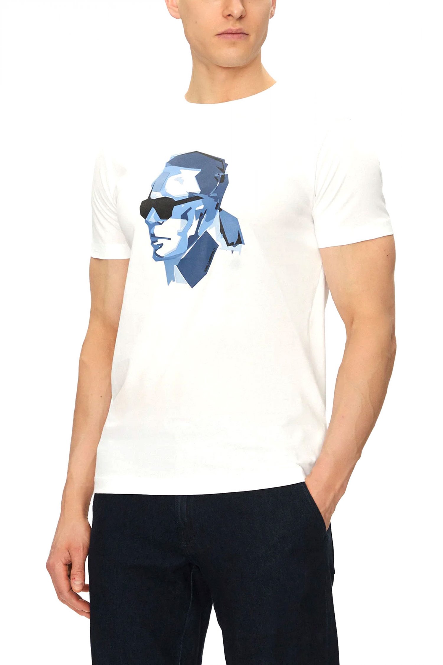 KARL LAGERFELD T-SHIRT CREW NECK LOGO ΛΕΥΚΟ