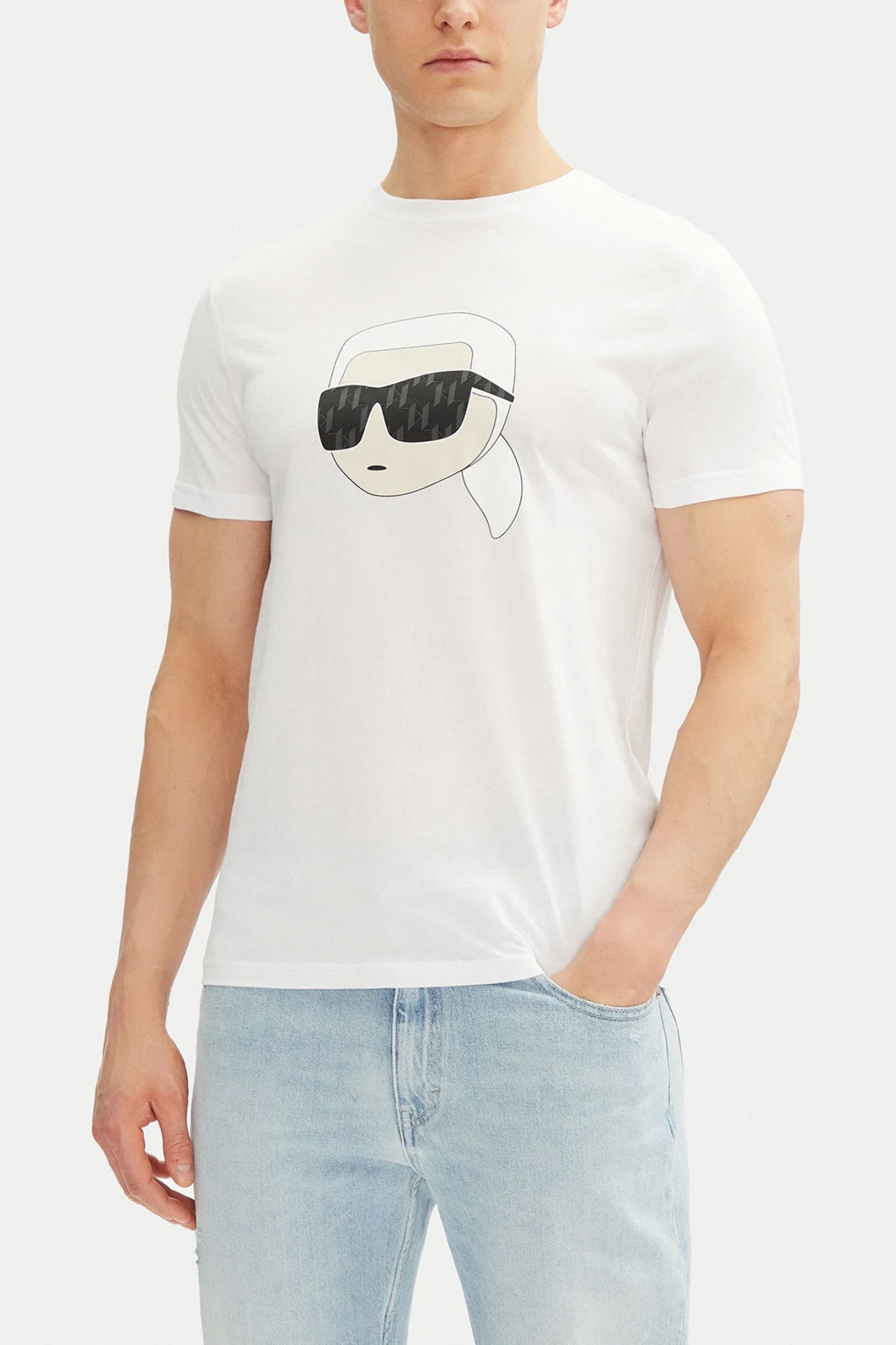 KARL LAGERFELD T-SHIRT CREW NECK LOGO ΛΕΥΚΟ